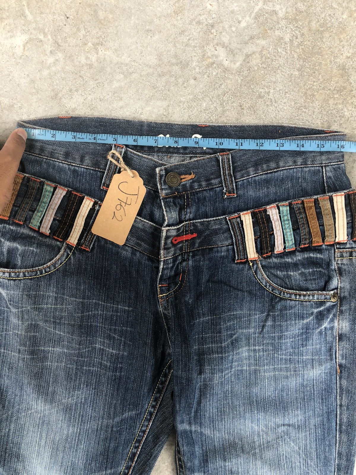 Hysteric Glamour Japanese Blue Spencer Double Waist Distressed Jeans Size US 32 / EU 48 - 15 Thumbnail