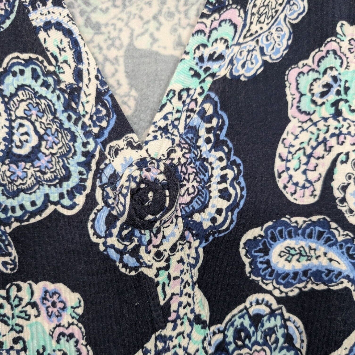 Croft & Barrow Croft & Barrow Paisley Dress Womens Size XL Blue V Neck Line Size XL / US 12-14 / IT 48-50 - 4 Thumbnail