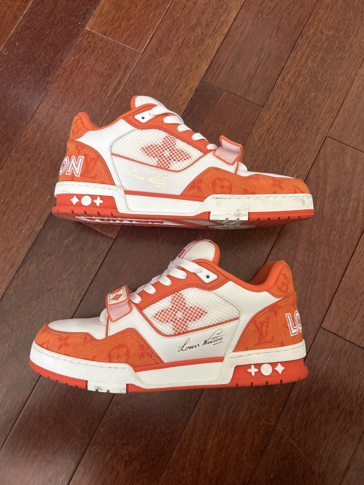Louis Vuitton Louis Vuitton Trainer Monogram Denim Orange Size US 10.5 / EU 43-44 - 1 Thumbnail