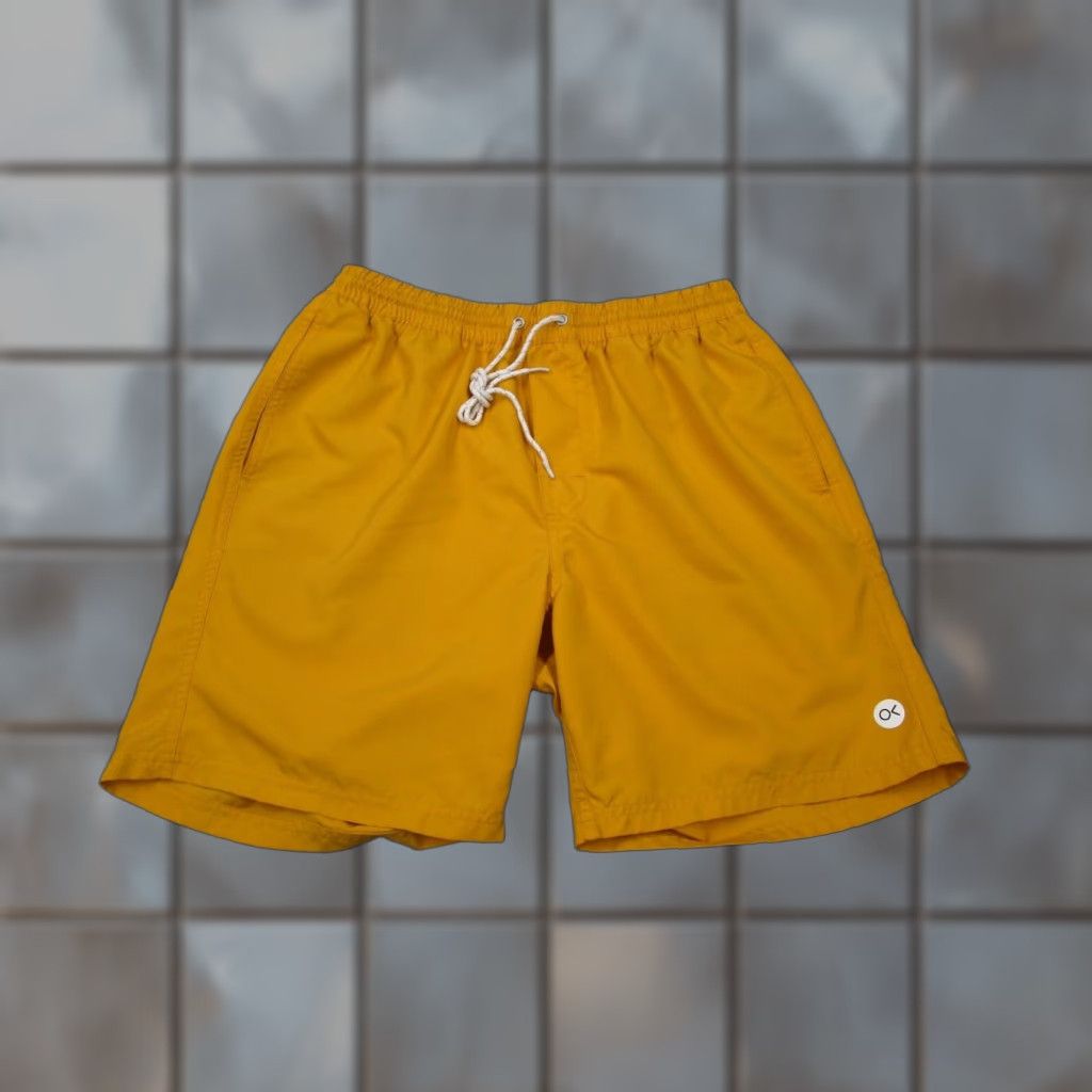 Outerknown Outerknown Mens Yellow 7" Hybrid Shorts - Drawstring Cargo Pocket Chino Lightweight Polyester Beach Outdoor Summer Active Mens L Size US 33 - 1 Thumbnail