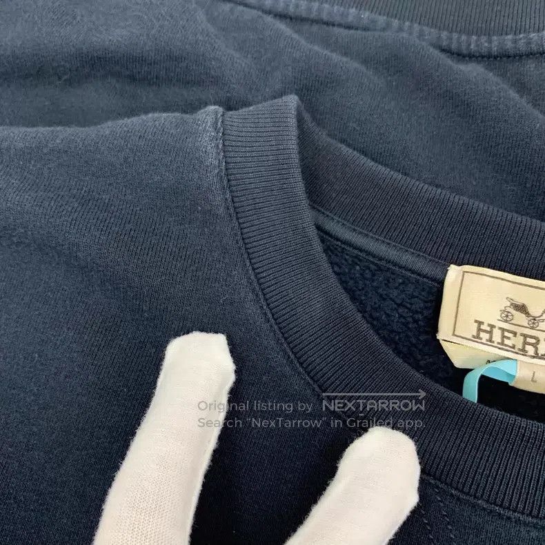 Hermes Hermes 24 Model Dark Blue Geometric Pattern Cotton Crewnec Size L / US 10 / IT 46 - 9 Thumbnail