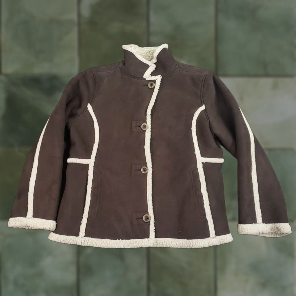 LL Bean Womens Coat Brown Faux Fur Pockets Fleece Lined