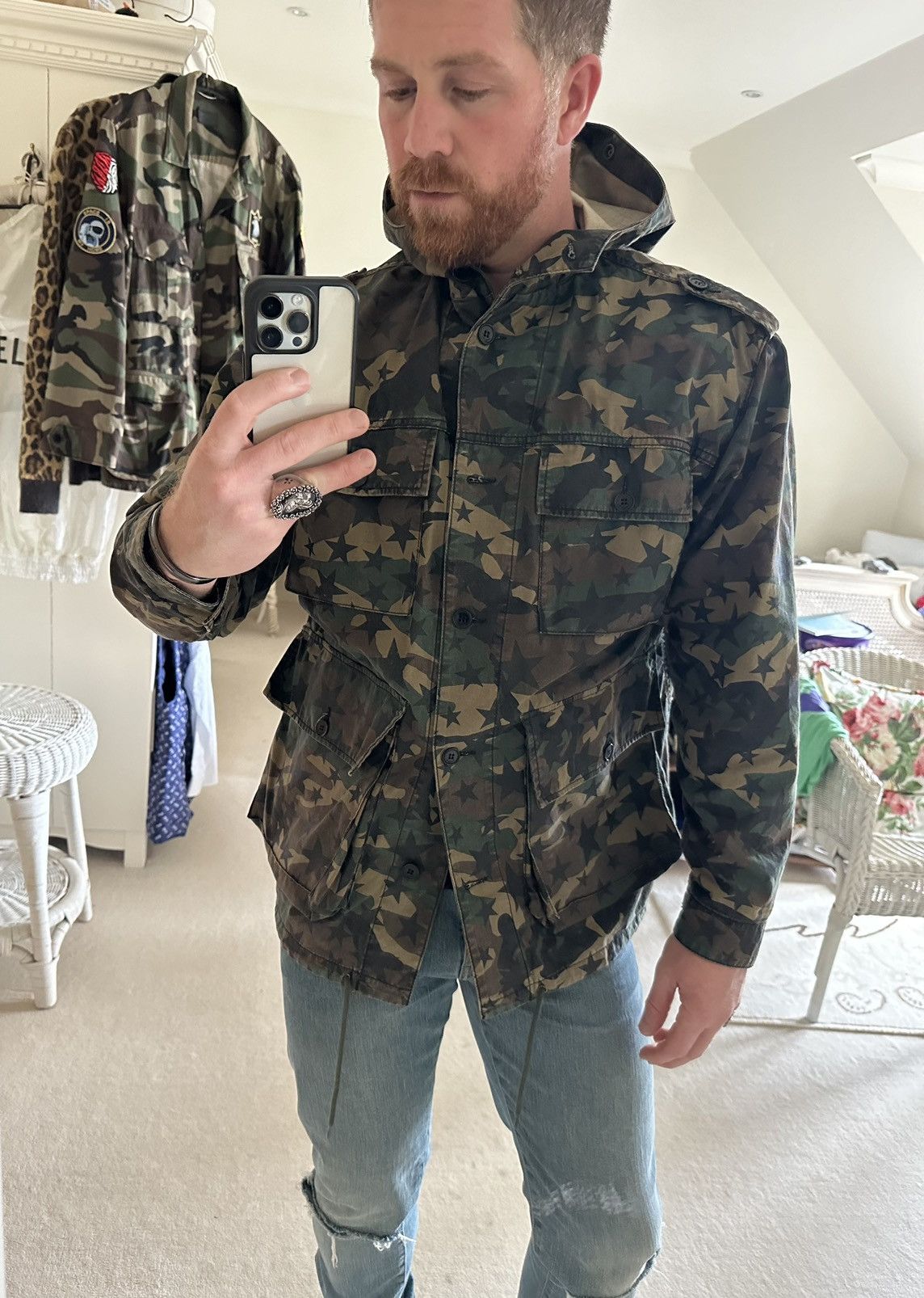 Saint Laurent Paris $2189 Saint Laurent camo star hoodie jacket XL grail Size US XL / EU 56 / 4 - 4 Thumbnail
