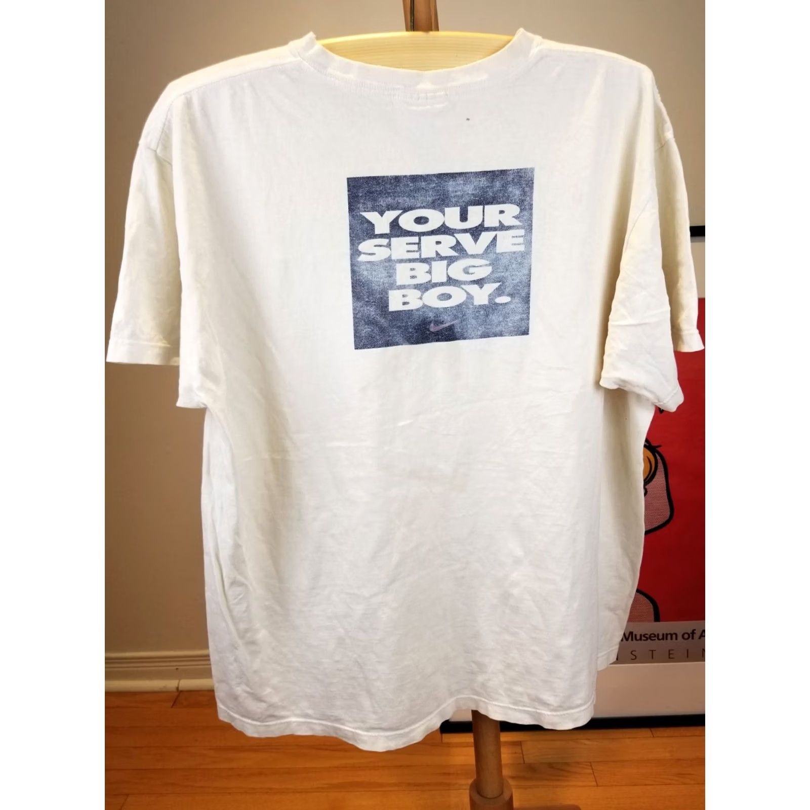 Nike VINTAGE 90' Nike T-Shirt YOU SERVE BIG BOY FADED WHITE SZ LARGE Mens Size US L / EU 52-54 / 3 - 7 Thumbnail