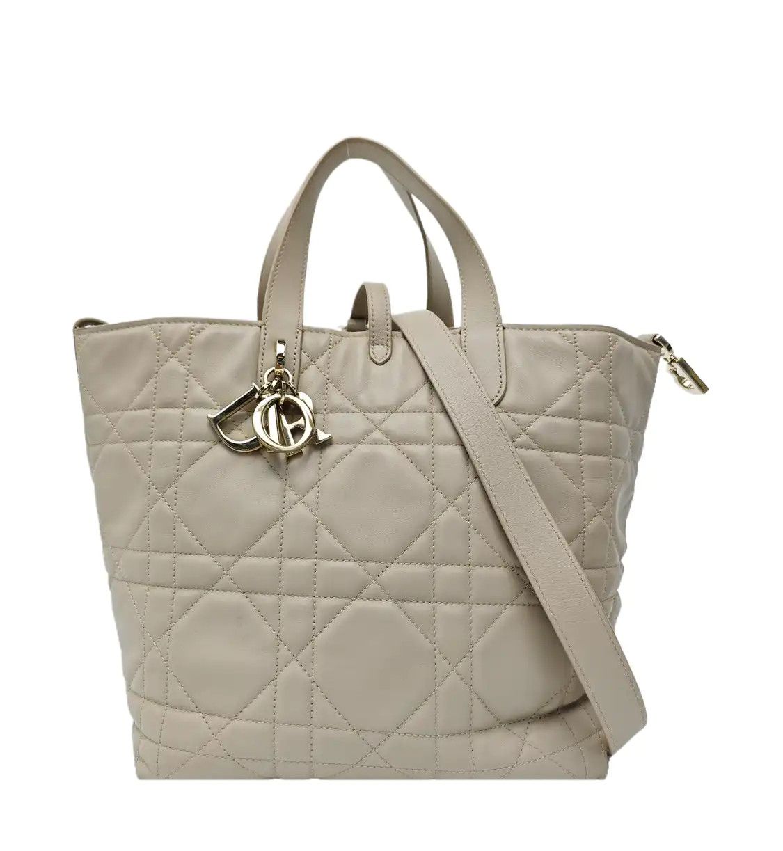 Dior DIOR Toujours khaki cowhide leather rattan plaid quilted shoulder bag handbag cr Size ONE SIZE - 1 Thumbnail