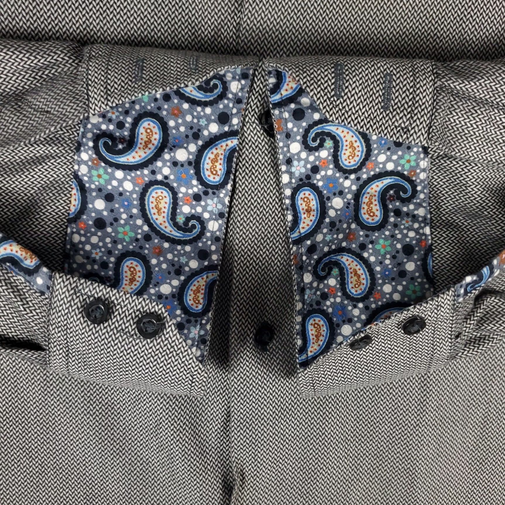 Robert Graham Robert Graham Shirt Mens 18.5 Gray Dress Button Up Long Sleeve non-iron Pockets Size 48R - 3 Thumbnail