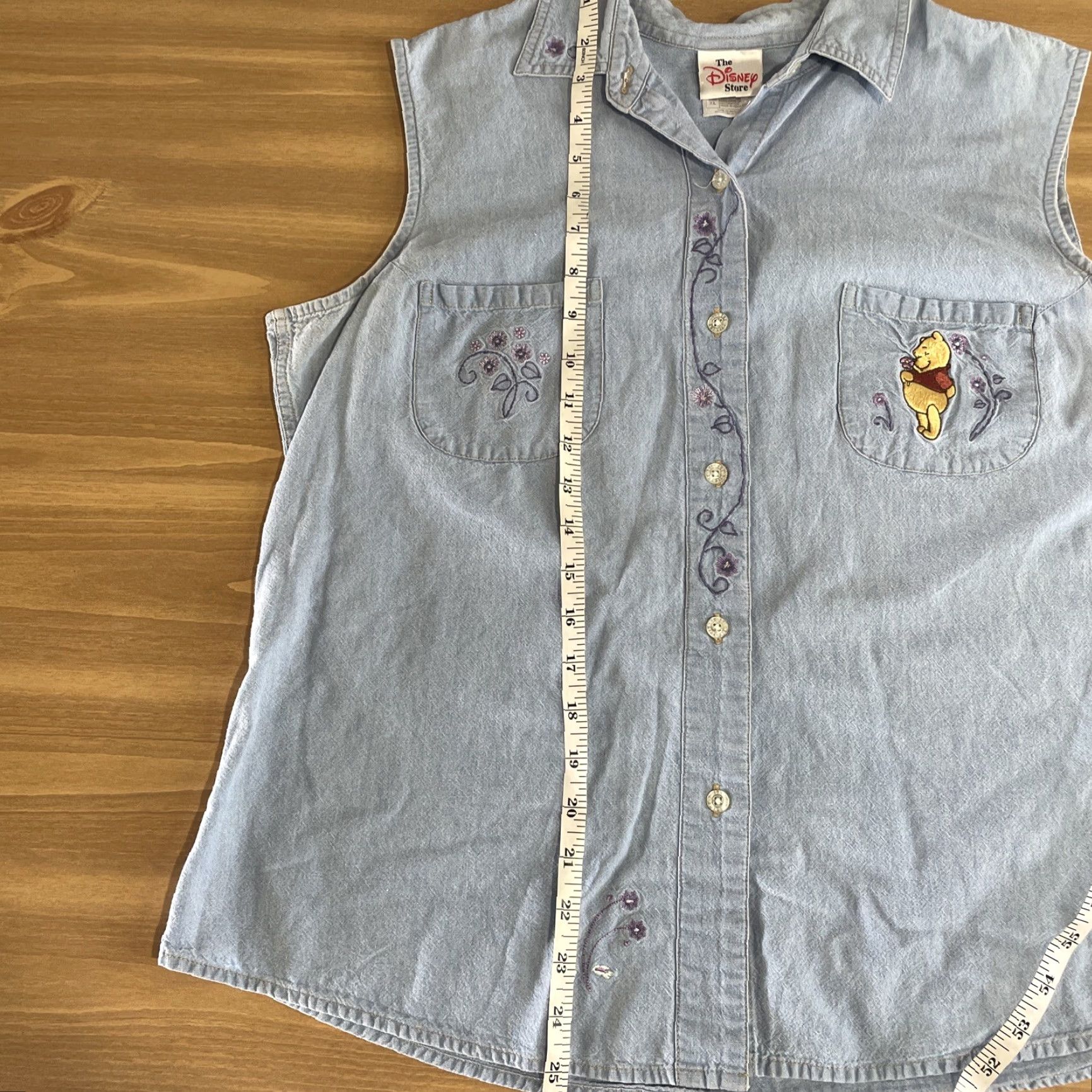 Disney VINTAGE Disney Winnie the Pooh Embroidered Denim Vest Women XL Blue Size XL / US 12-14 / IT 48-50 - 6 Thumbnail