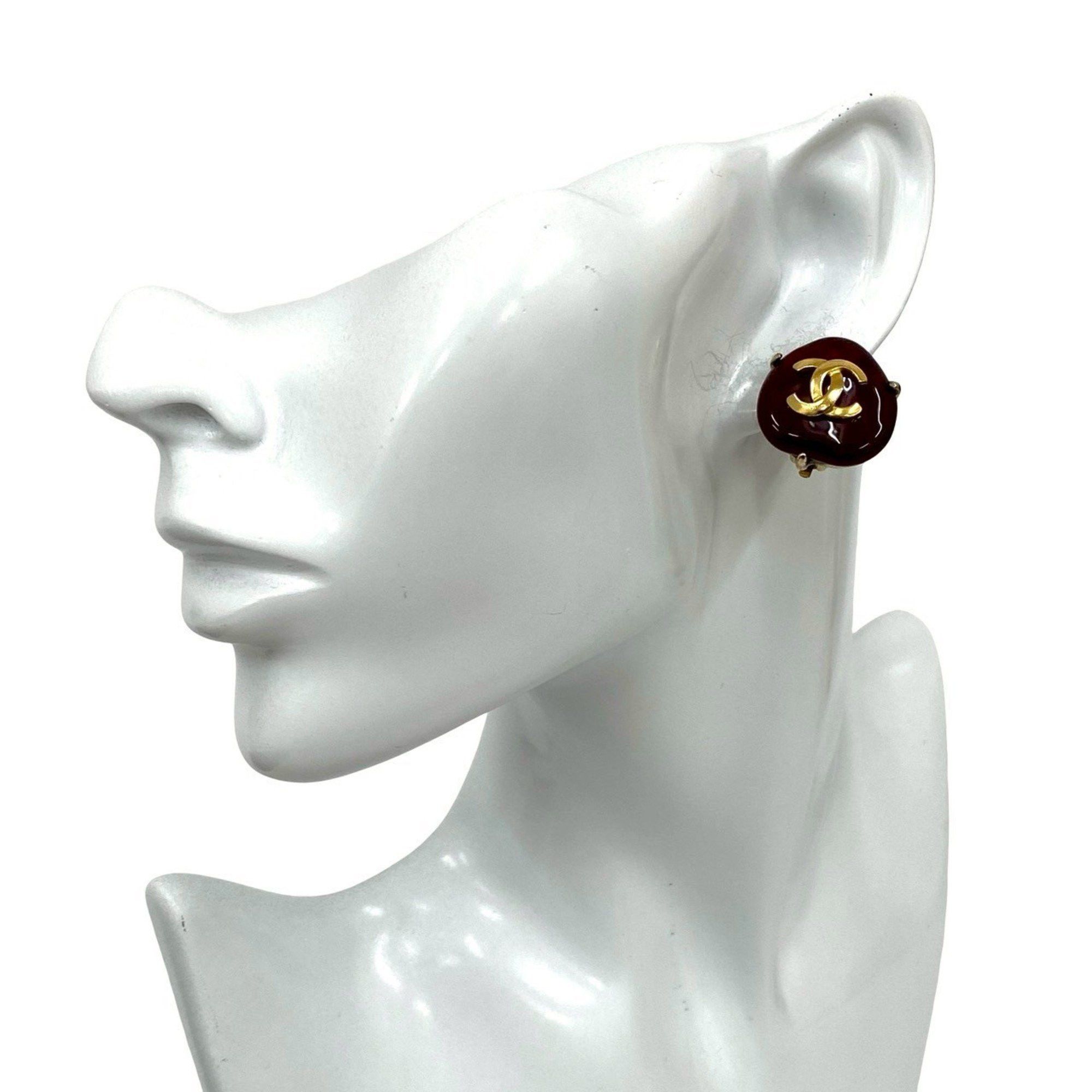 Chanel CHANEL Coco Mark Motif GP Earrings and Ear Cuffs in Gold Red (68662) Size ONE SIZE - 1 Thumbnail