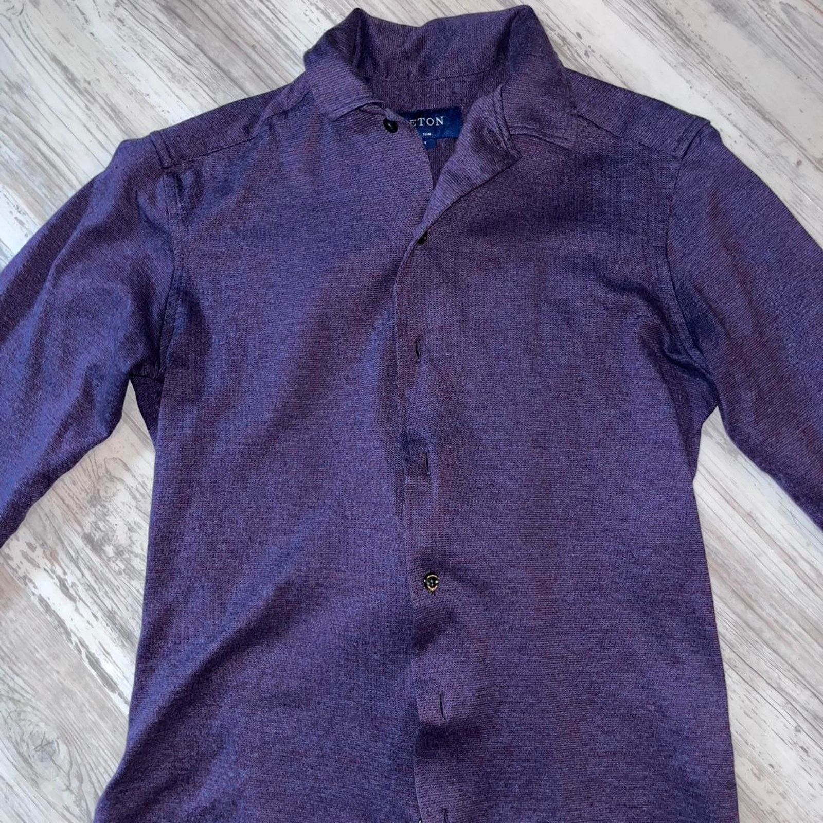Eton Eton Small Purple Knit Men's Long Sleeve Shirt Size Small Size US S / EU 44-46 / 1 - 2 Thumbnail