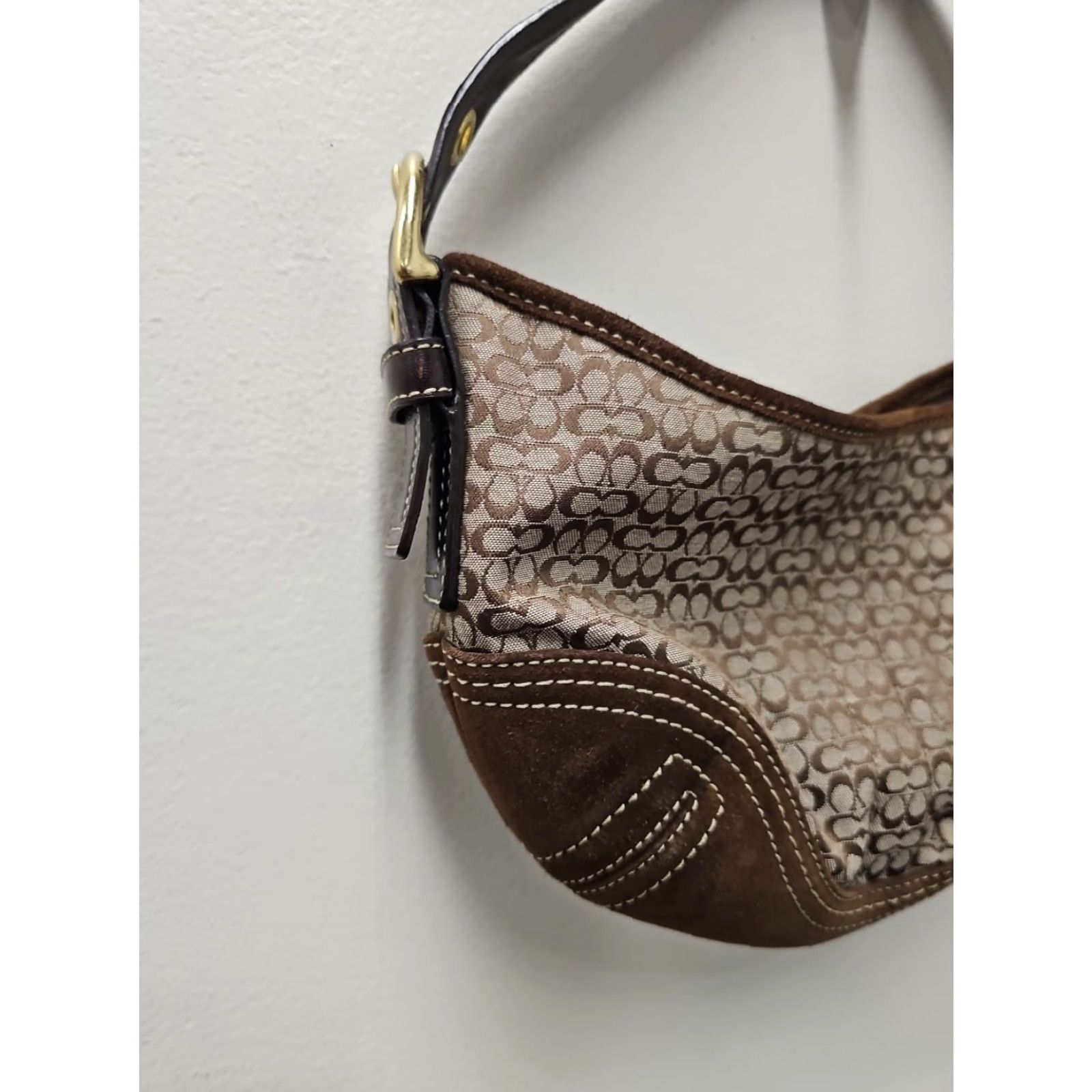 Coach Coach Y2K Brown Signature Mini Soho Hobo Shoulder Bag E062-2154 Size ONE SIZE - 7 Thumbnail