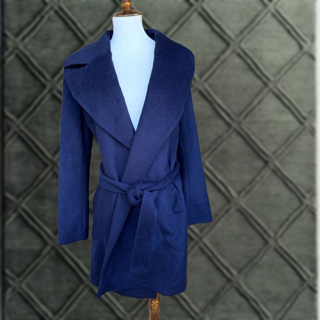 Ralph Lauren Ralph Lauren Coat Women's Wool Blend Navy Tie Wrap Lined Nwt 10 Wool Blend Shawl Collar Classic Size L / US 10 / IT 46 - 1 Thumbnail