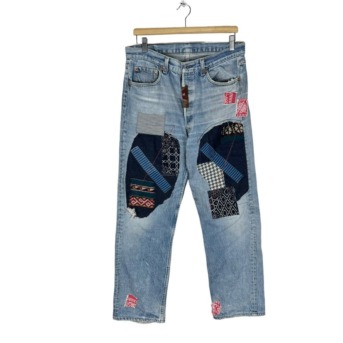 Levi's ☀️80s LEVI’S 501 PATCHWORK DENIM JEANS PANTS Size US 32 / EU 48 - 1 Thumbnail