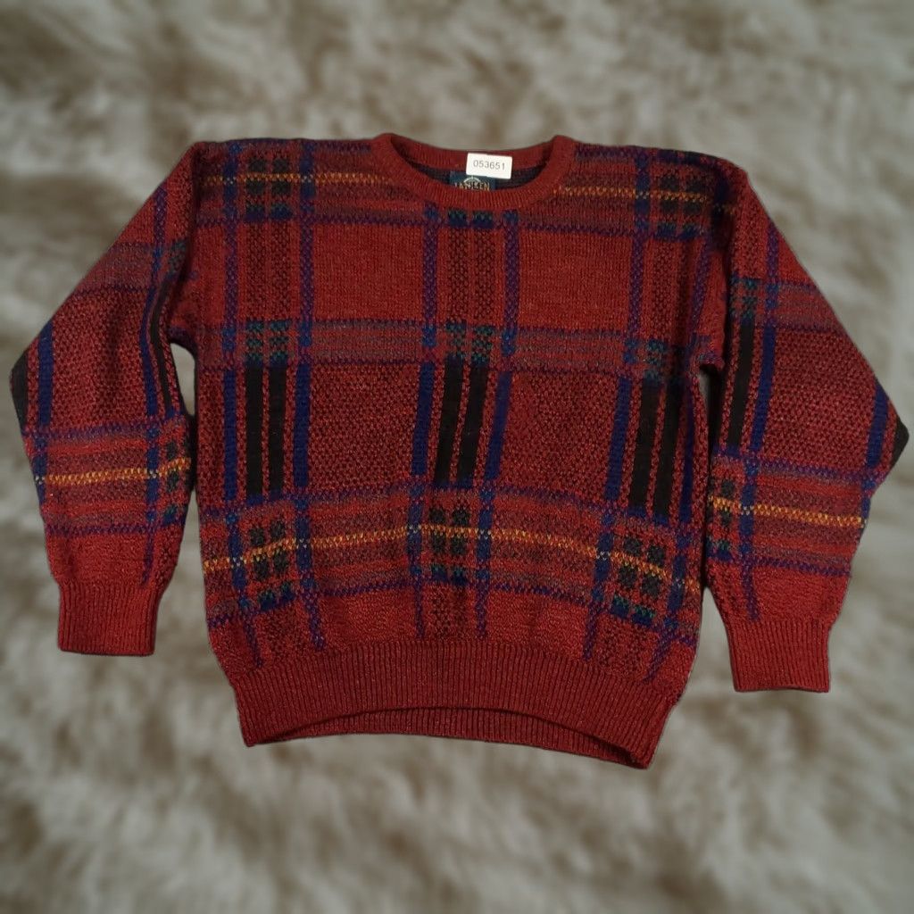 Jantzen Jantzen Mens Large Red Plaid Sweater Vintage USA Casual Pullover Size US L / EU 52-54 / 3 - 1 Thumbnail