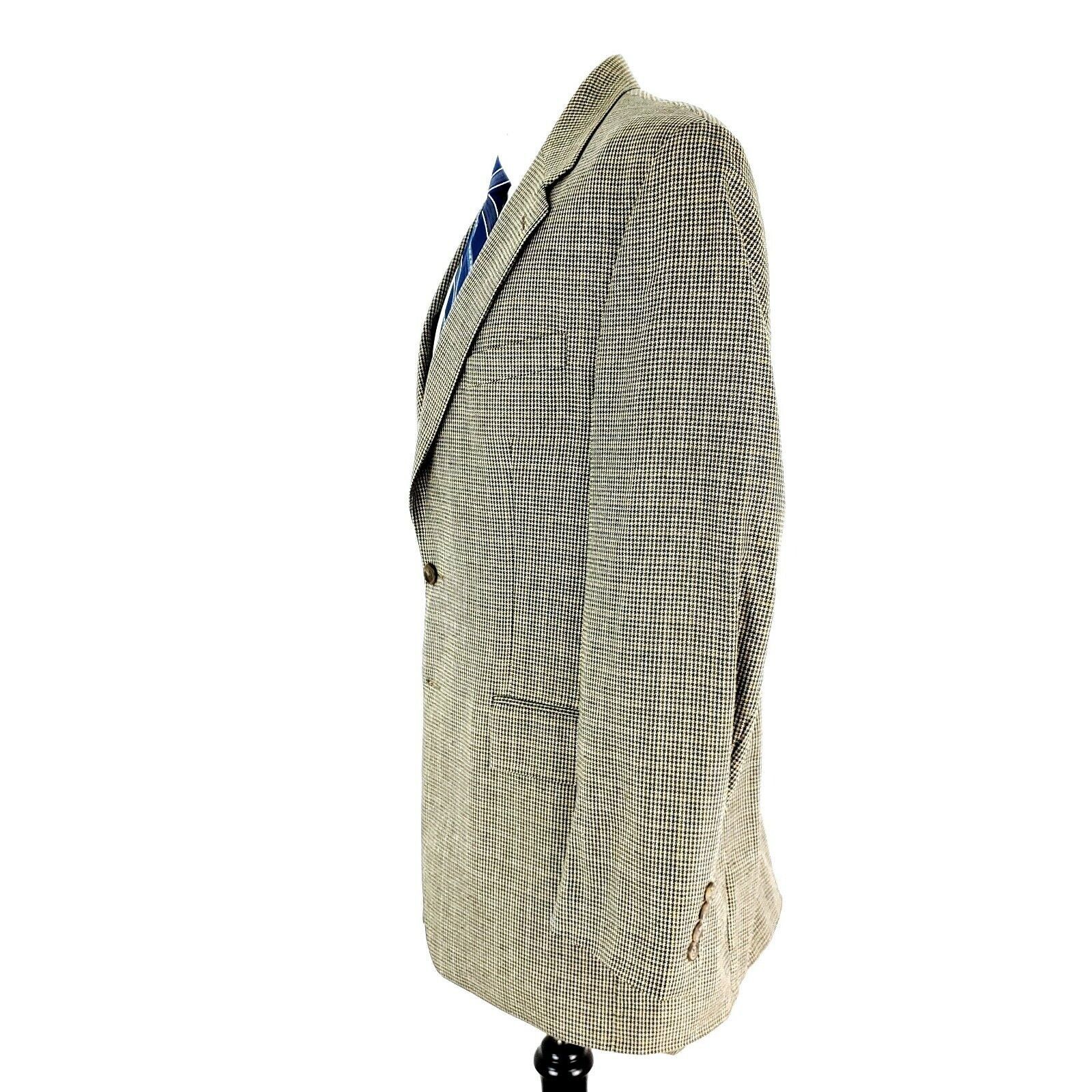 Ralph Lauren Chaps Ralph Lauren Wool Silk 2 Button Blazer 42L Tan Blue Ho Size 42L - 5 Thumbnail