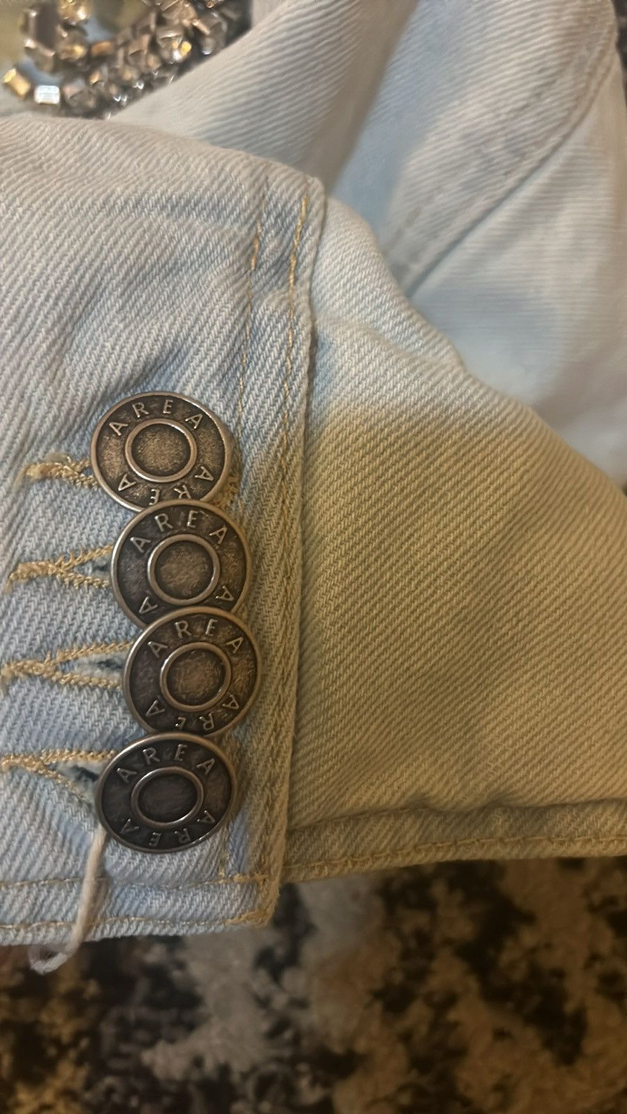 Area NYC AREA Cropped crystal-embellished denim jacket size 8 Size M / US 6-8 / IT 42-44 - 7 Thumbnail