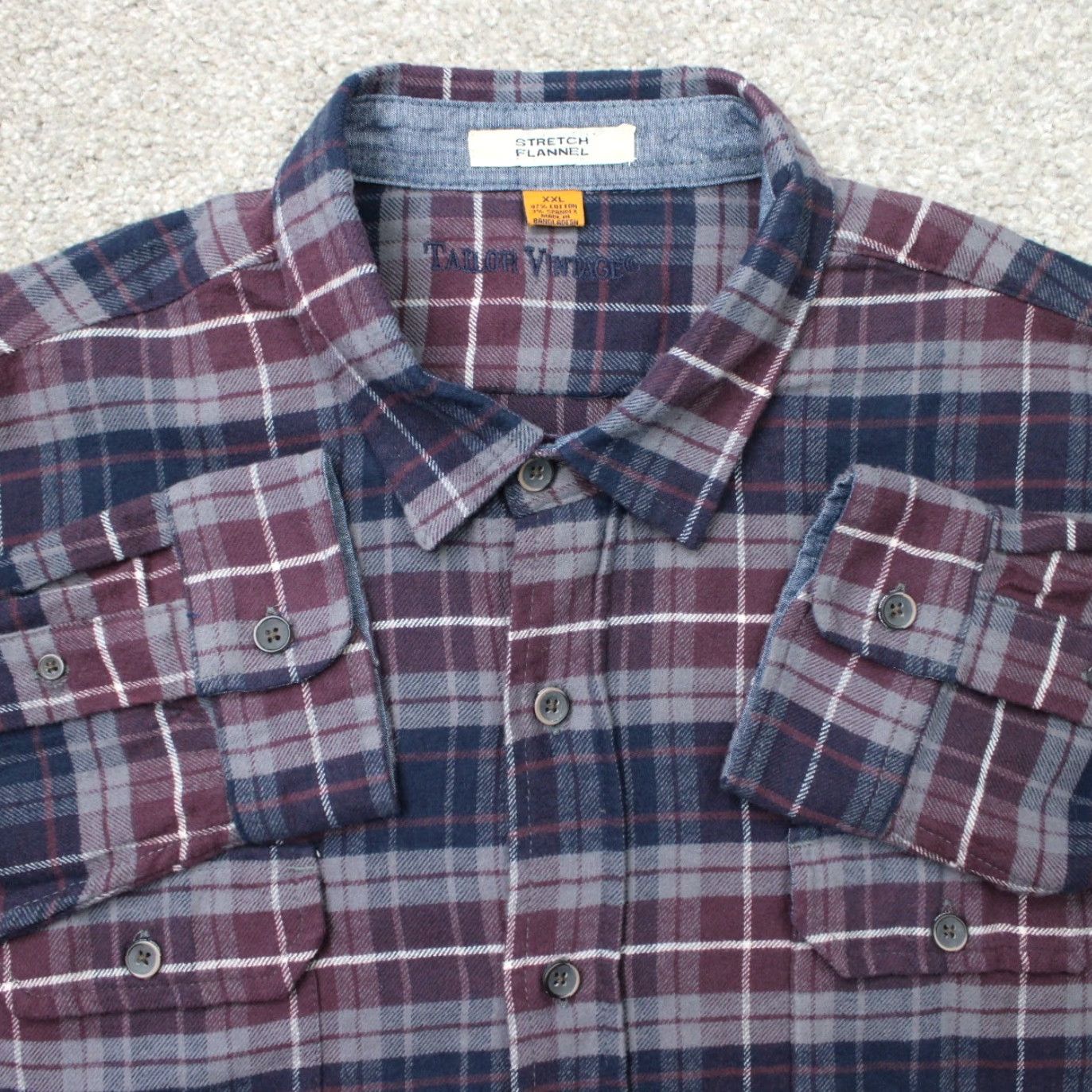 Vintage Tailor Vintage Shirt Mens 2XL Red/Blue Plaid Long Sleeve Button-Up Casual Workwear Flannel Comfortable Stretch Cotton 98% 2% Spandex Size US XXL / EU 58 / 5 - 2 Thumbnail
