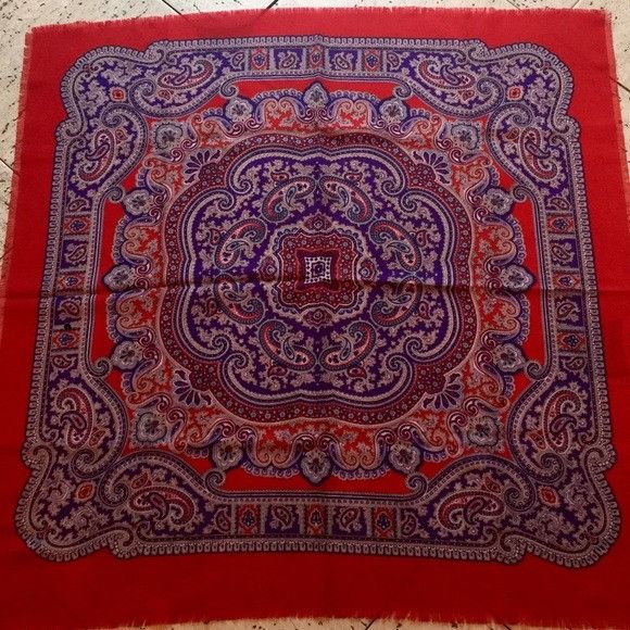 Vintage Vintage Red Paisley Scarf Handkerchief Size ONE SIZE - 4 Thumbnail