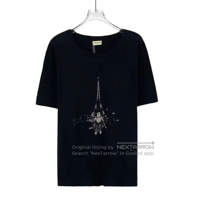 Yves Saint Laurent YSL Black Cotton Graphic Tee for Women . Size M / US 6-8 / IT 42-44 - 1 Thumbnail