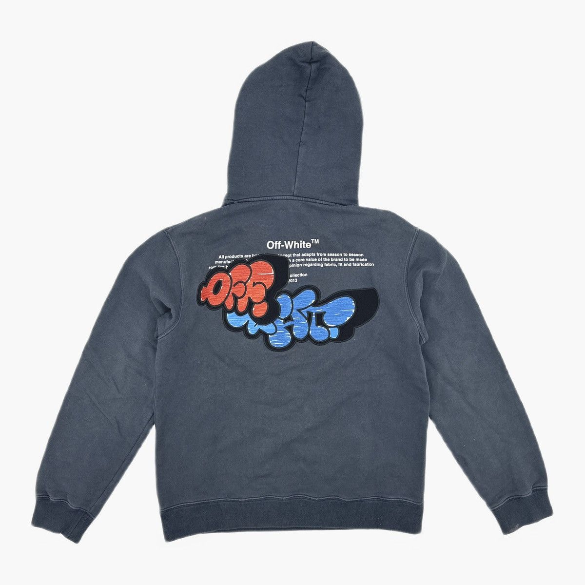Off-White Off-White Graffiti Wht Slim Hoodie Outerspace Blue Size US L / EU 52-54 / 3 - 2 Thumbnail