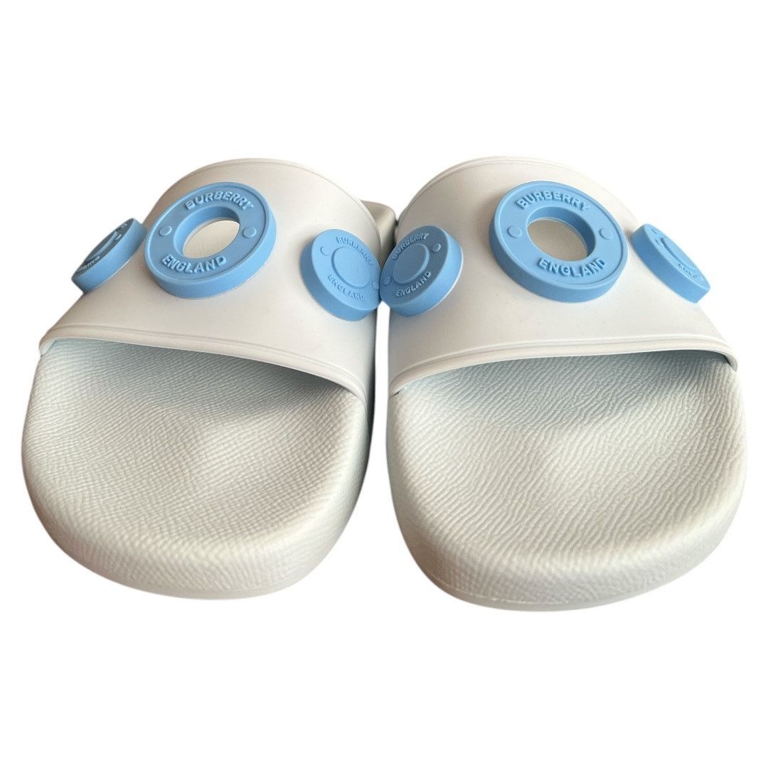 BURBERRY Pale Blue Furley Logo-Embellished Sandals, IT35/US5