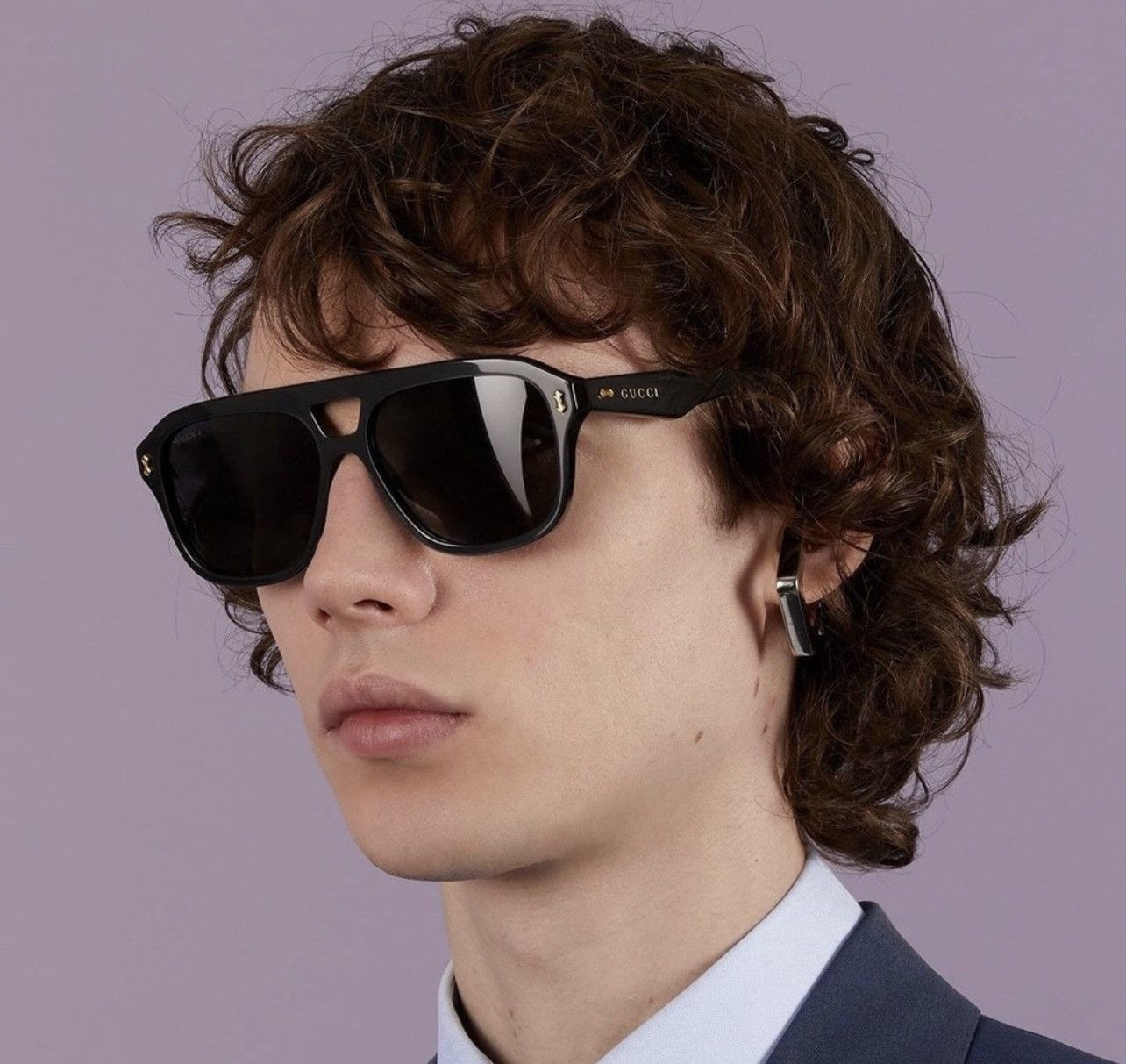 image of New Gucci Sunglasses Gg1263S 001 Unisex Aviator Gucci in Black, Men's