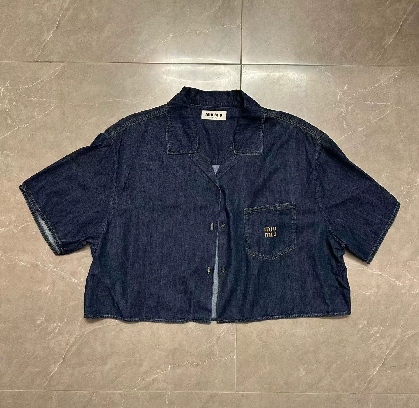 Miu Miu MIU MIU New Embroidered Logo Denim Short Sleeve 40 Size M / US 6-8 / IT 42-44 - 1 Thumbnail