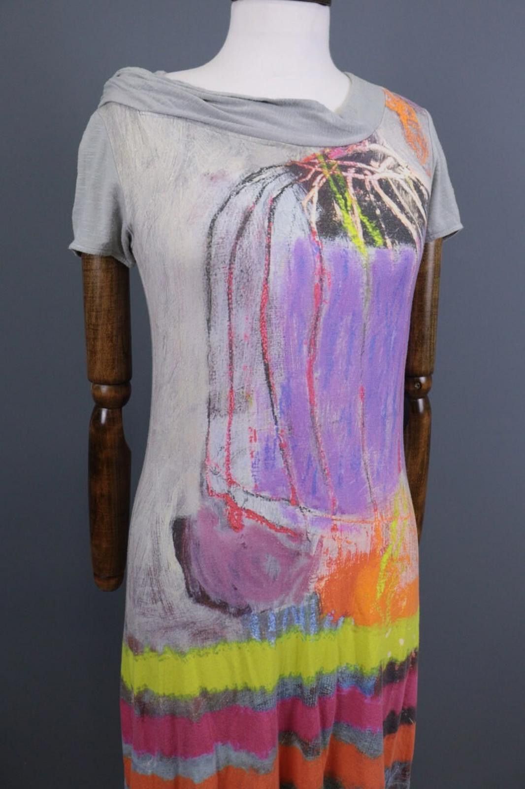 Designer Aventures des Toiles Multicolor Abstract A-Line Dress 36 Size M / US 6-8 / IT 42-44 - 3 Thumbnail