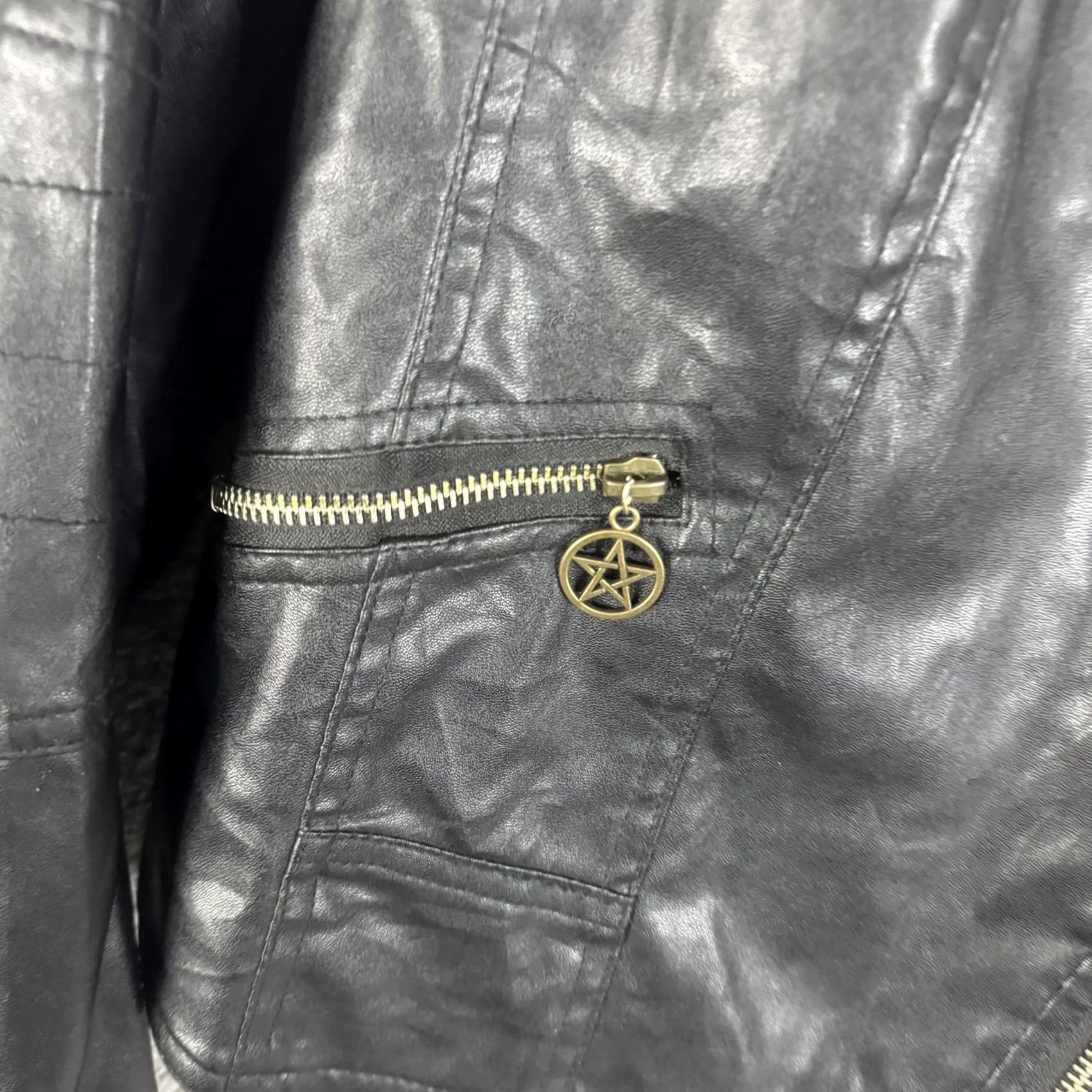 Vintage Xingyiyi Womens XXL Faux Leather Jacket Biker Asymmetrical Zip Short Moto Black Size XXL / US 16-18 / IT 52-54 - 3 Thumbnail