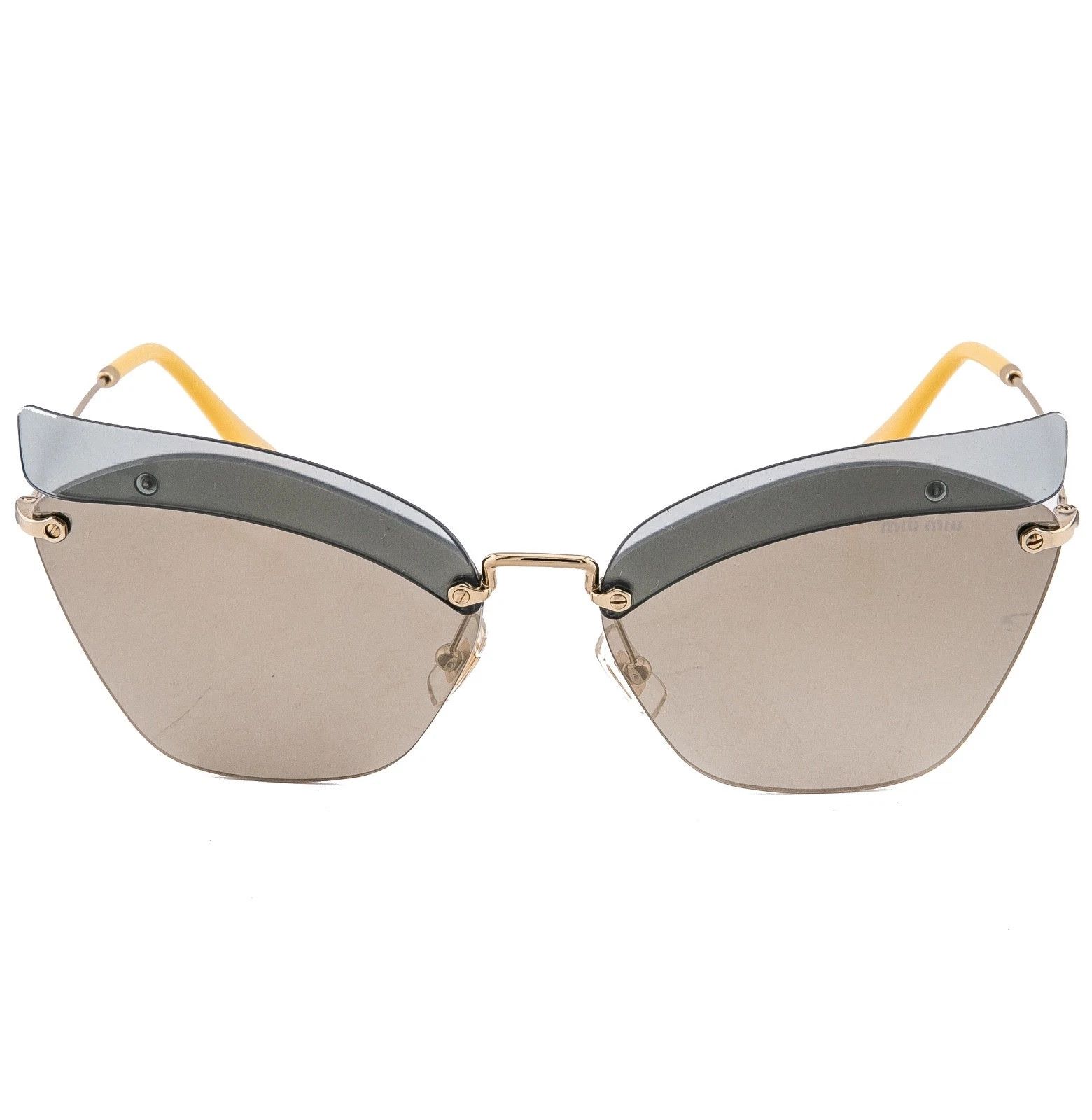 Miu Miu MIU MIU 56T MU56TS Green Yellow Gold Mirrored Sunglasses Size ONE SIZE - 3 Thumbnail
