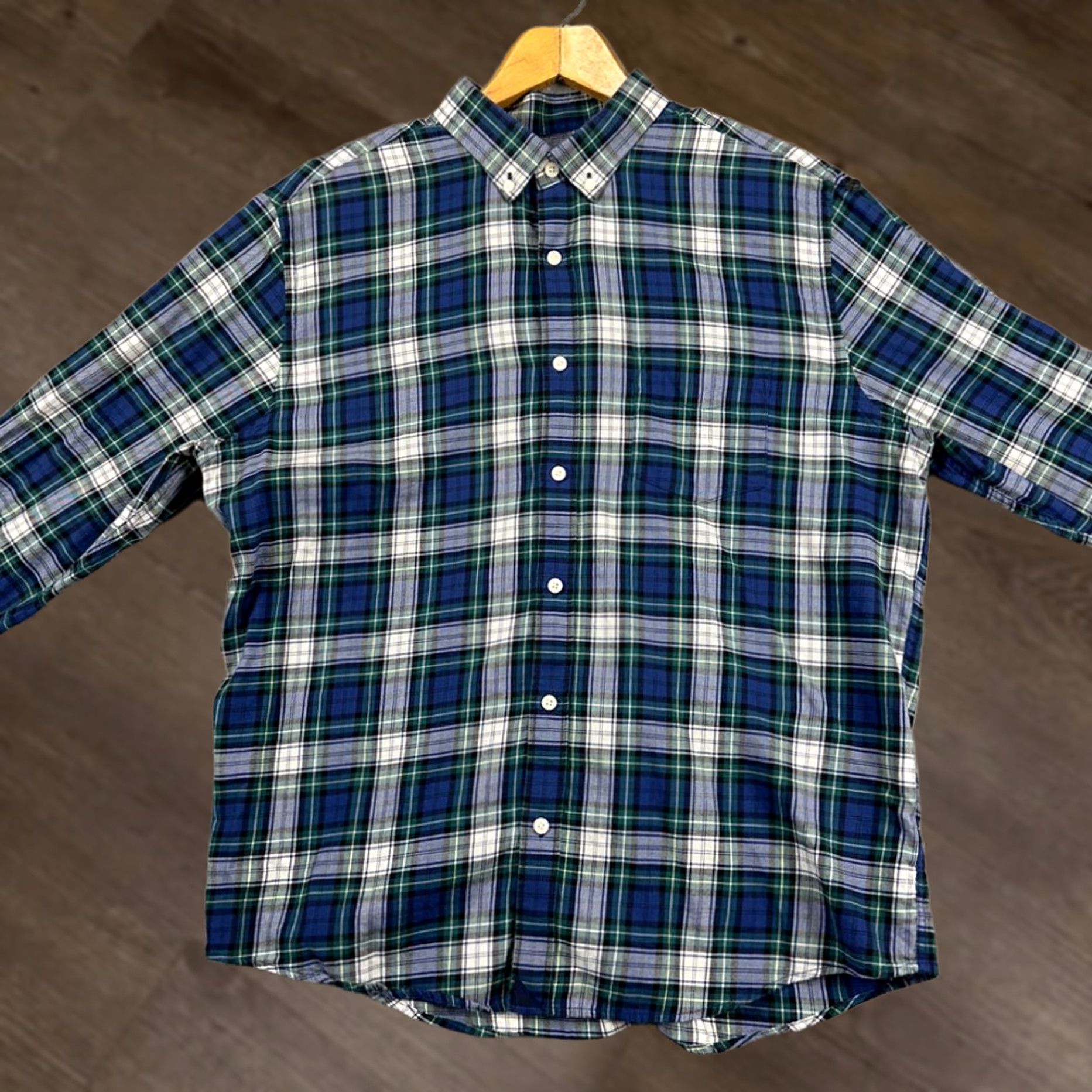 UNTUCKit UNTUCKit Flannel Shirt Adult XL Blue Green Plaid Slim Fit Button Down Logo Mens Size US XL / EU 56 / 4 - 1 Thumbnail