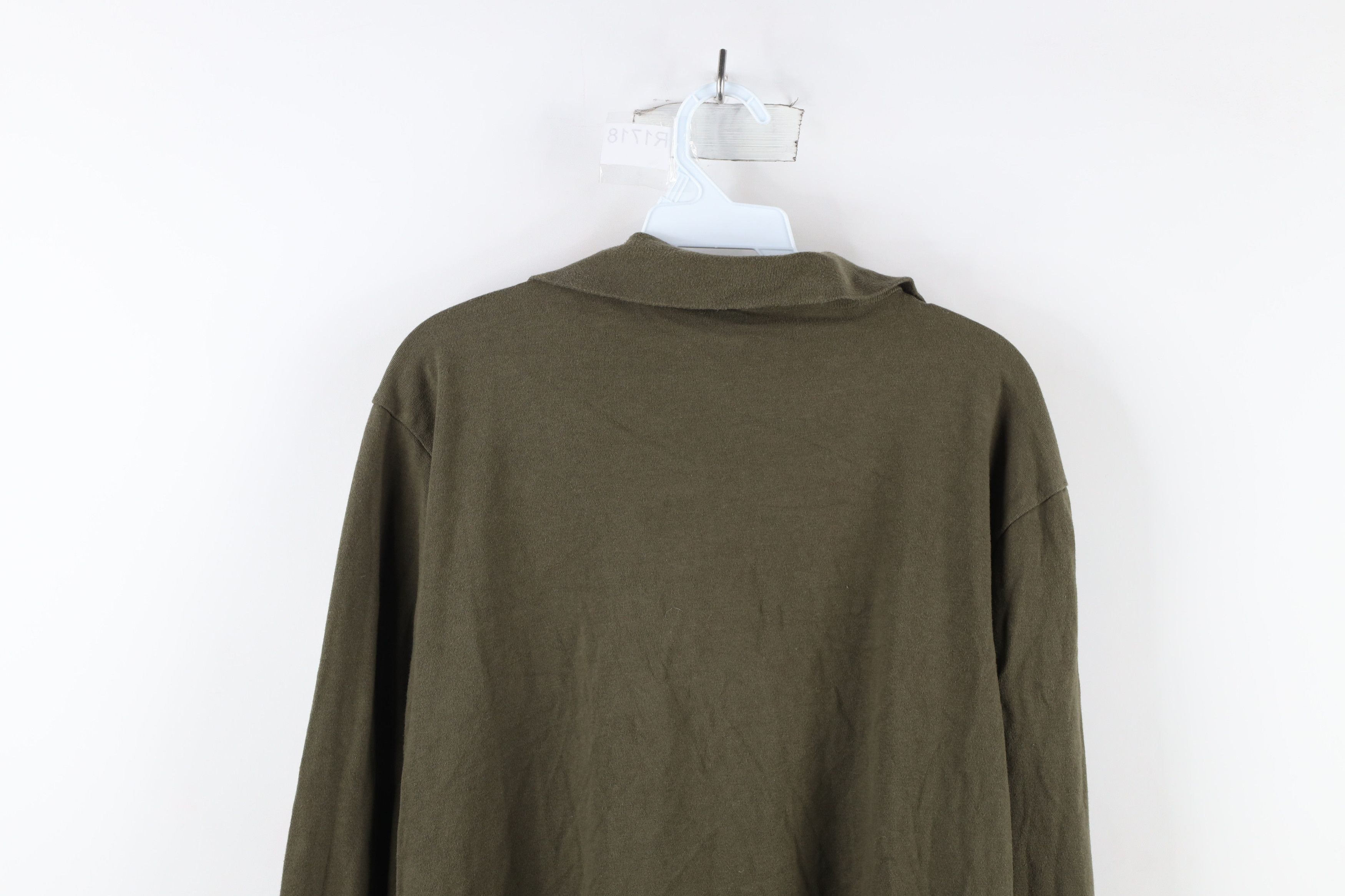 Vintage Vintage German Military Cotton Half Zip Pullover Top Green Size US L / EU 52-54 / 3 - 8 Thumbnail