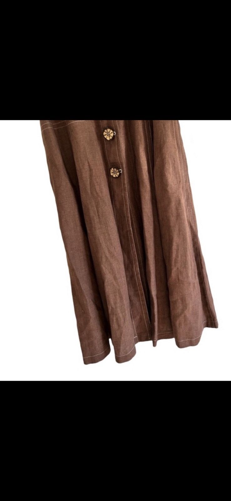 Vintage Vtg Francesca Mammoliti Brown Linen Button Down Pocket Dress Size L / US 10 / IT 46 - 9 Thumbnail