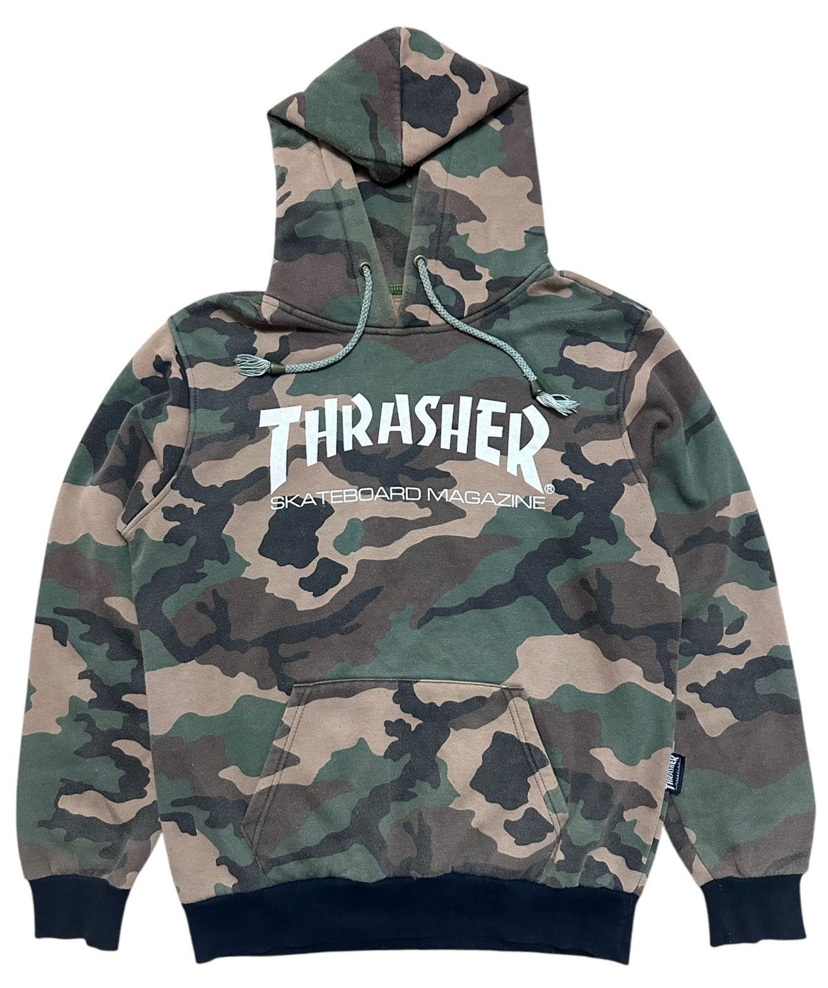 Japanese Brand × Thrasher × Vintage RARE ‼️ Camouflage Thrashed Skateboard 666 Hoodie Size US M / EU 48-50 / 2 - 2 Thumbnail