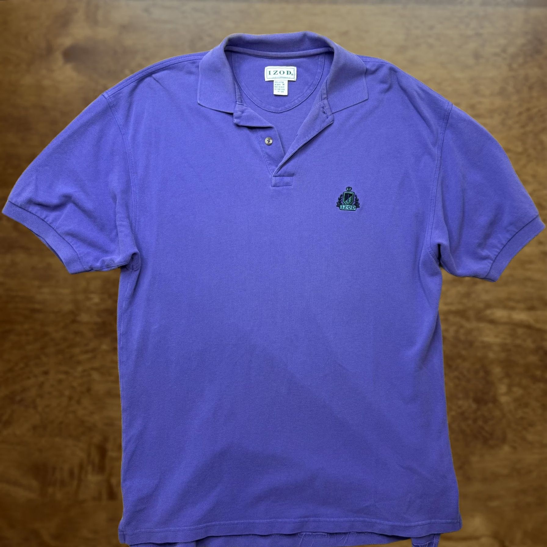 Izod VINTAGE IZOD Polo Shirt Mens M Purple Solid Cotton Short Sleeve Casual Knit Size US M / EU 48-50 / 2 - 1 Thumbnail
