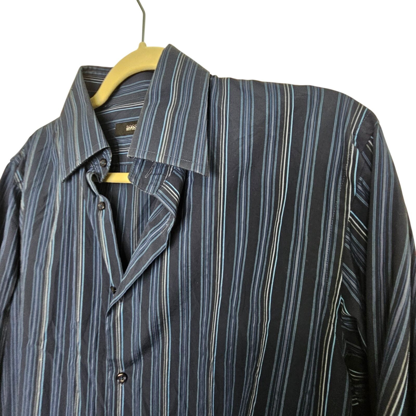 Hugo Boss Boss Hugo Boss Dress Shirt Blue Striped Button Up 32/33 Size US XS / EU 42 / 0 - 5 Thumbnail