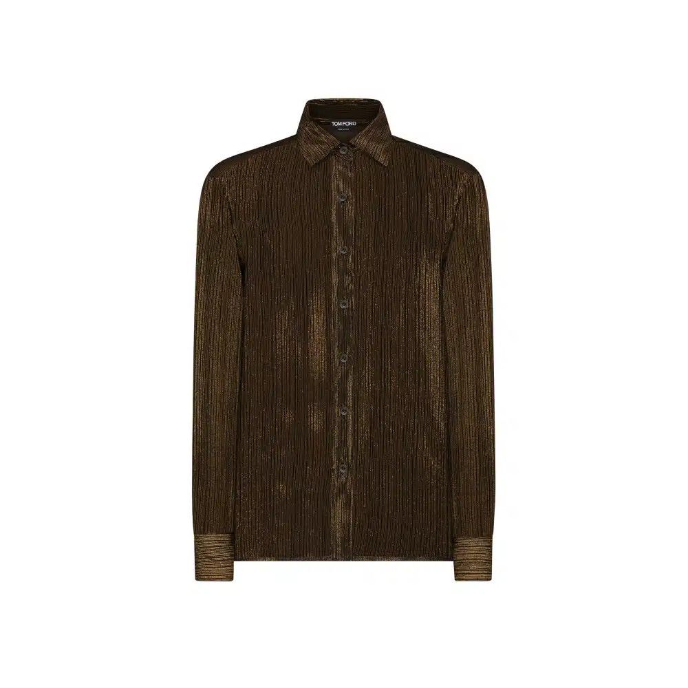 o1loc1c0725 CA3255 Lurex Micro Stripe Silk Chiffon Shirt