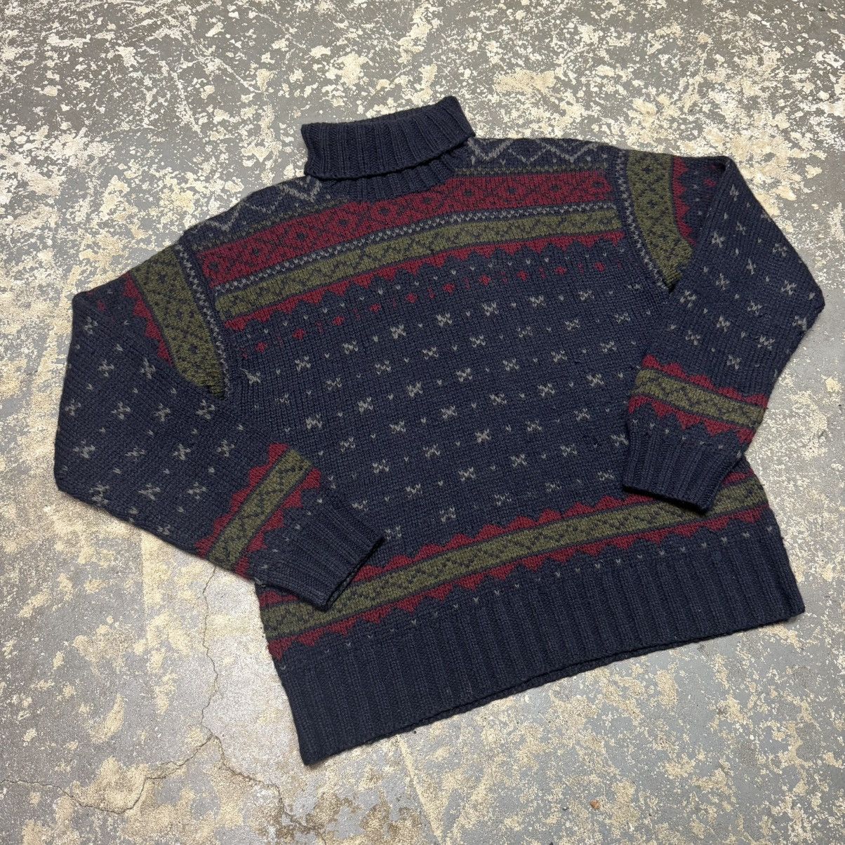 Vintage Vintage Polo Ralph Lauren Navy Blue Handknit Wool Sweater Size US L / EU 52-54 / 3 - 8 Thumbnail