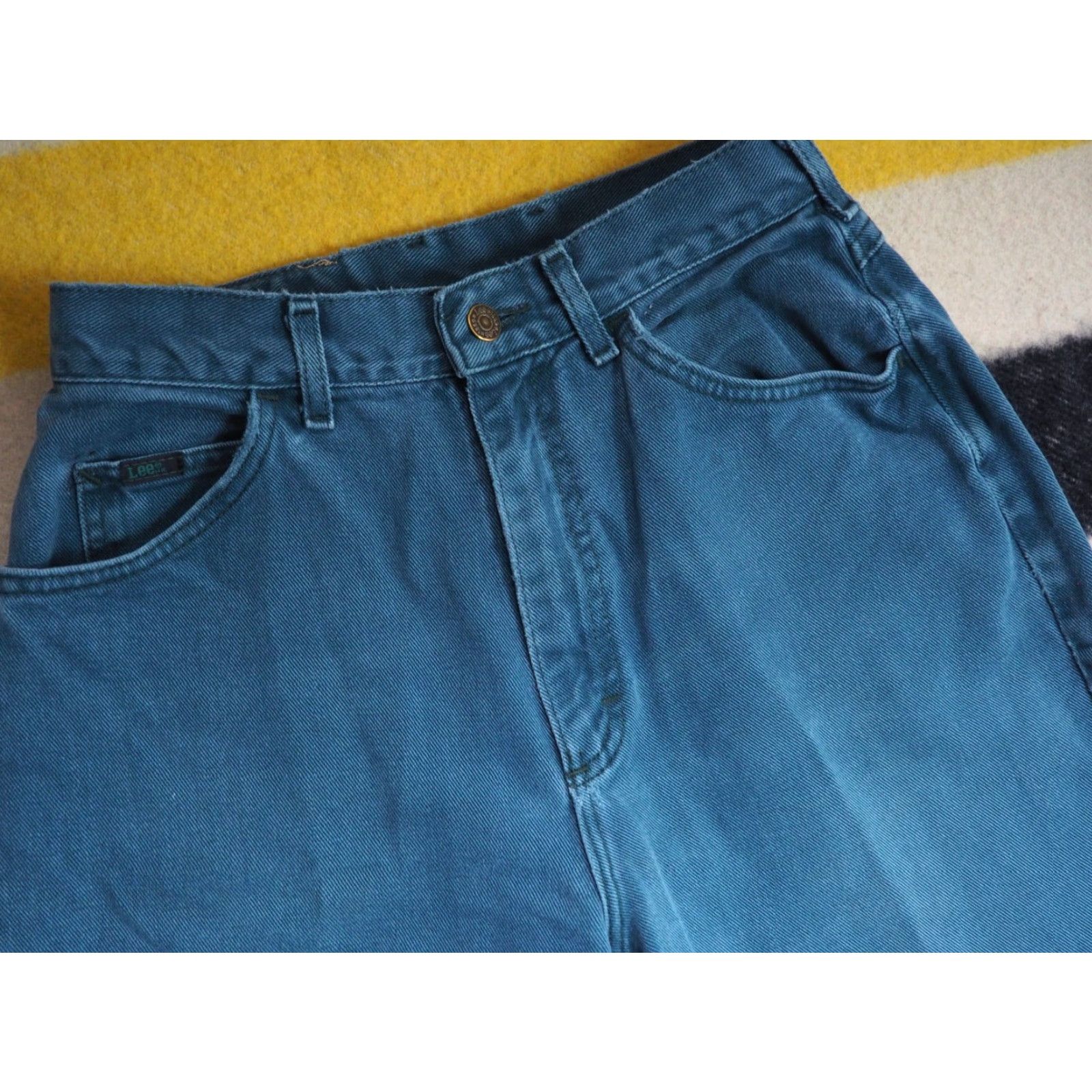 Lee VINTAGE LEE Jeans 27x26 Denim 80s 90s High Waist Mom Teal Spruce Blue Womens Size 27" / US 4 / IT 40 - 4 Thumbnail