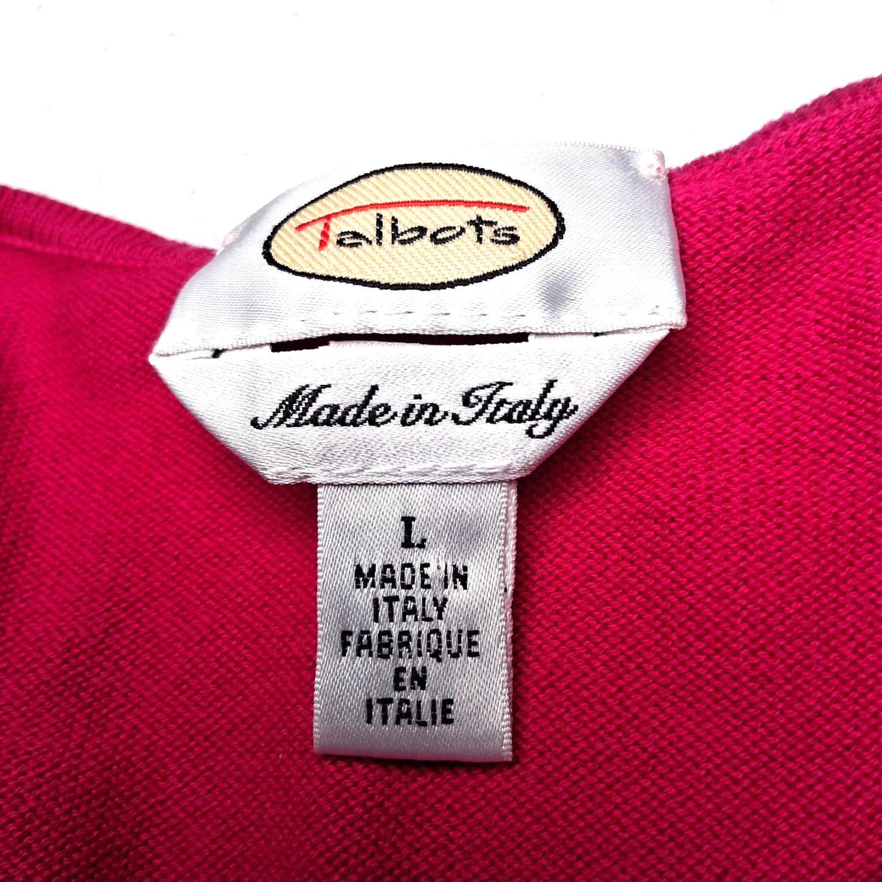 Talbots VINTAGE Talbots Cardigan Sweater Large Pink Magenta Cotton Button Up Italy Size L / US 10 / IT 46 - 6 Thumbnail