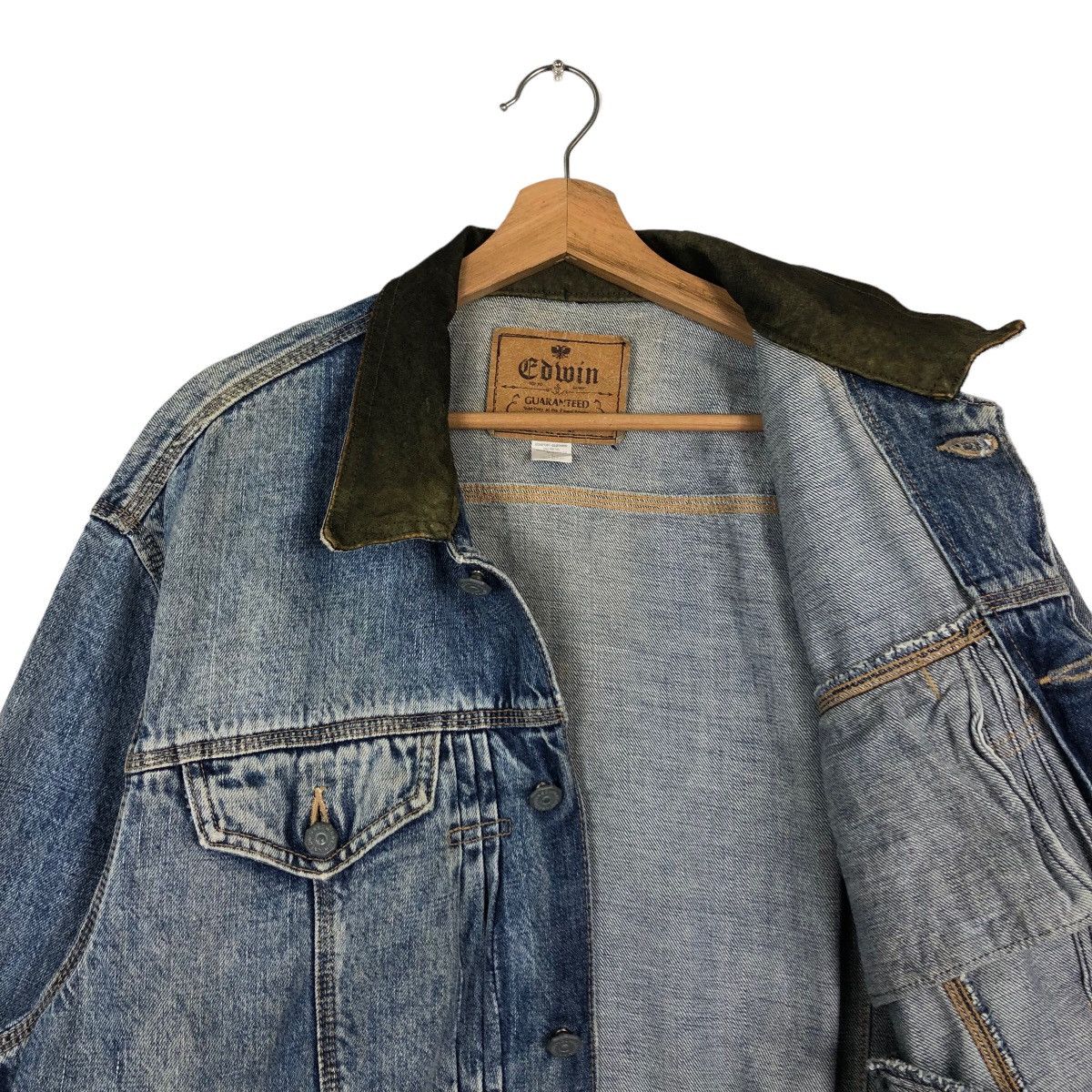 Vintage 🔥80s Vintage Edwin Denim Jacket Union Made Biker Racer Wear Size US L / EU 52-54 / 3 - 9 Thumbnail