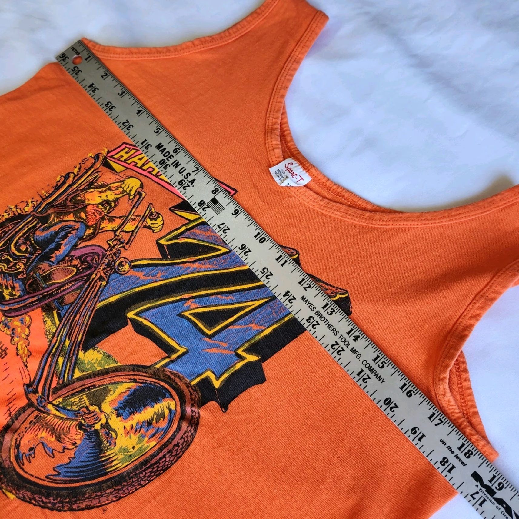 Harley Davidson VINTAGE Harley-Davidson Motorcycles 1974 Graphic Print Sleeveless Women's M Orange Tank Top Size M / US 6-8 / IT 42-44 - 5 Thumbnail