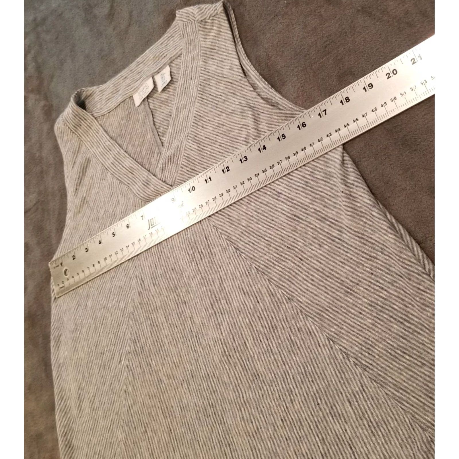 Vintage Sigrid Olsen Womens Small Sleeveless V-Neck Top Lightweight Linen Stripe Blue Size S / US 4 / IT 40 - 5 Thumbnail