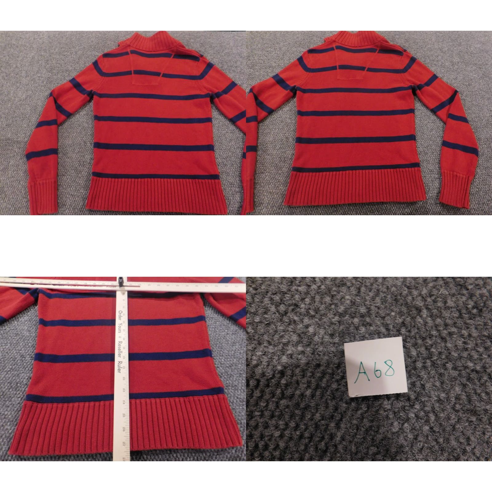 American Eagle Outfitters American Eagle Outfitters Sweater Mens Small Red Zip Mock Neck Cable Knit Pullover Striped Full Zip Pattern Knit Size US S / EU 44-46 / 1 - 8 Thumbnail