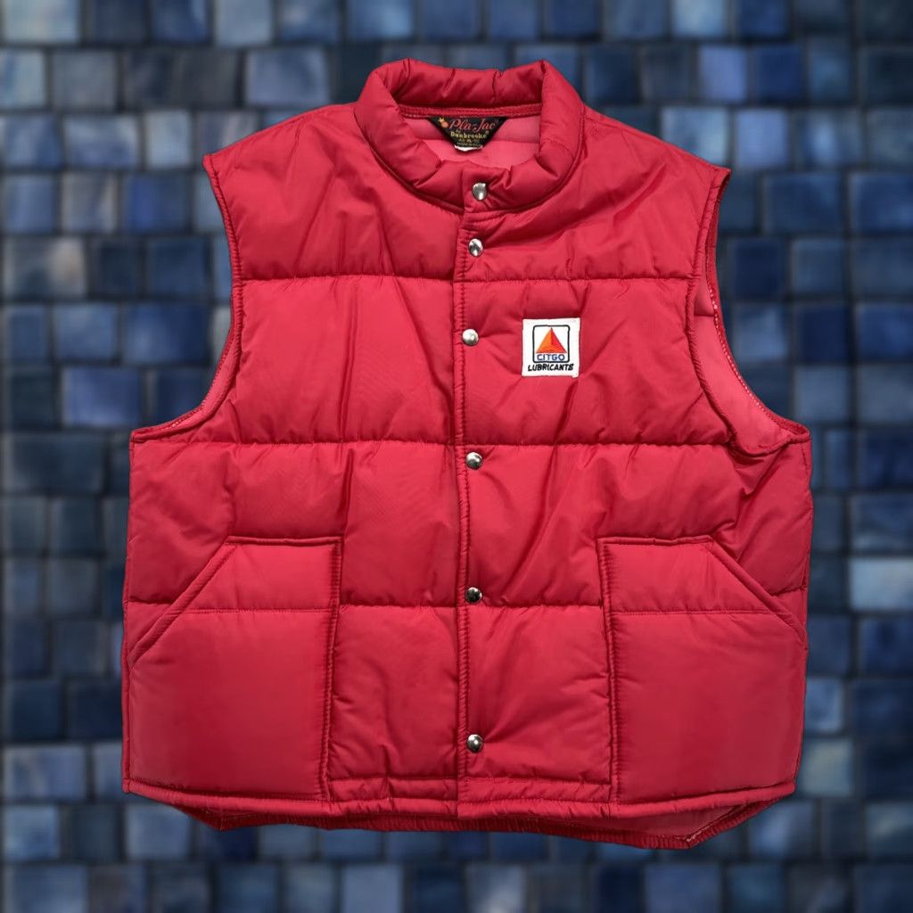 Dunbrooke VINTAGE Citgo Pla-Jac Dunbrooke Vest - Quilted Puffer Snap Up XL Red USA Made Size US XL / EU 56 / 4 - 1 Thumbnail