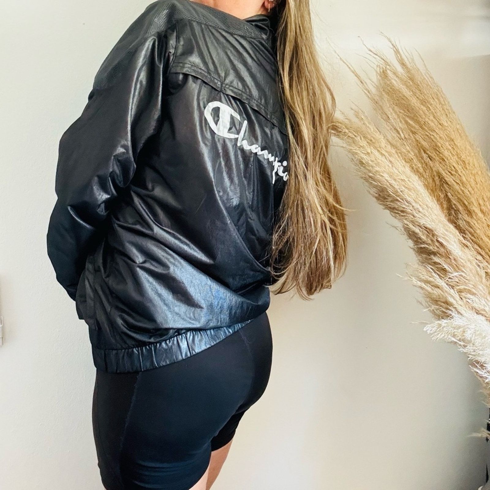 Champion CHAMPION Luxe Eco Black Half Zip Pockets Windbreaker Jacket Size S / US 4 / IT 40 - 4 Thumbnail