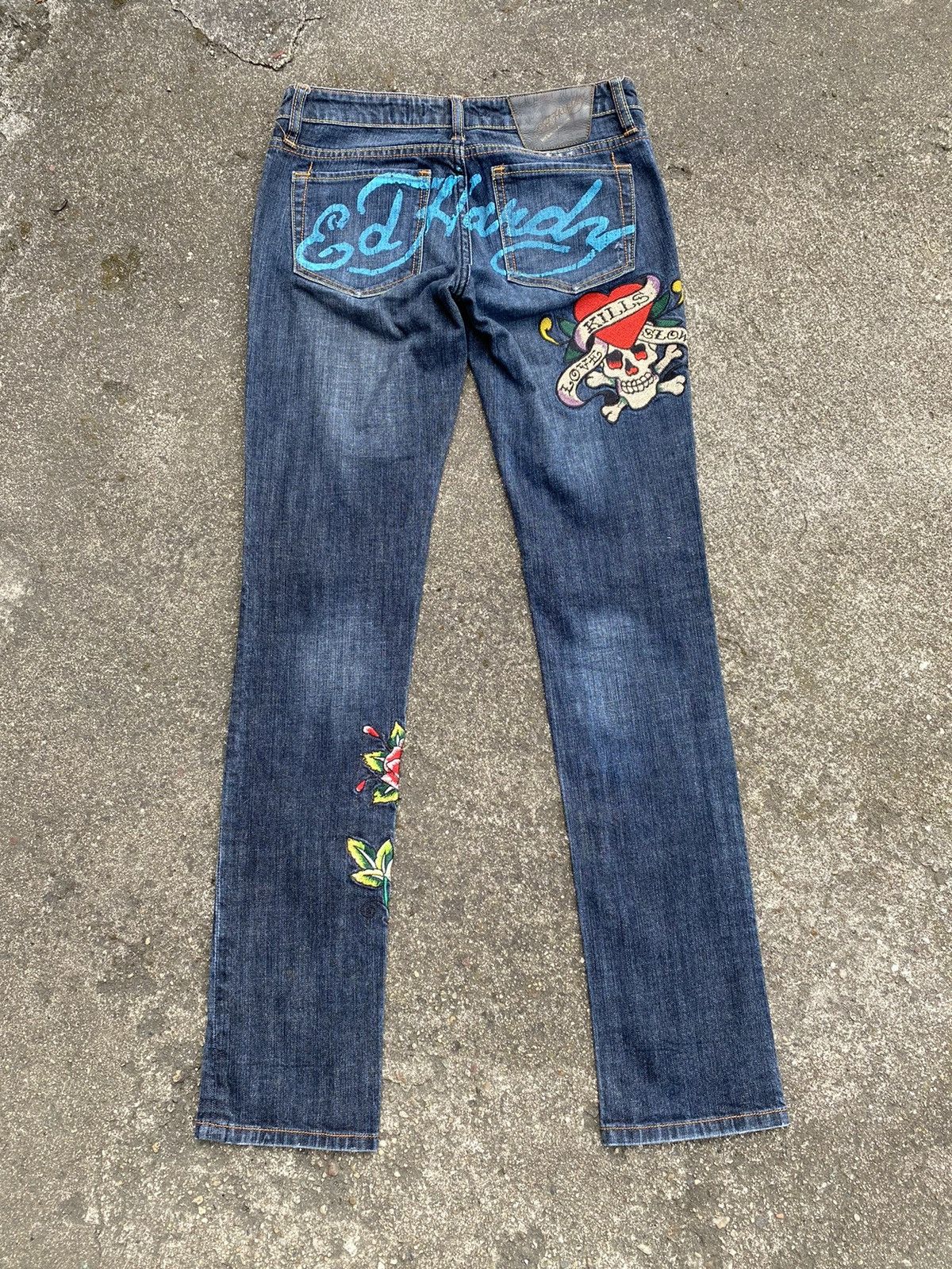 Christian Audigier × Ed Hardy × Vintage Christian Audigier Vintage Y2k Denim Pant Rare Hype Ed Hardy Size 27" / US 4 / IT 40 - 1 Thumbnail