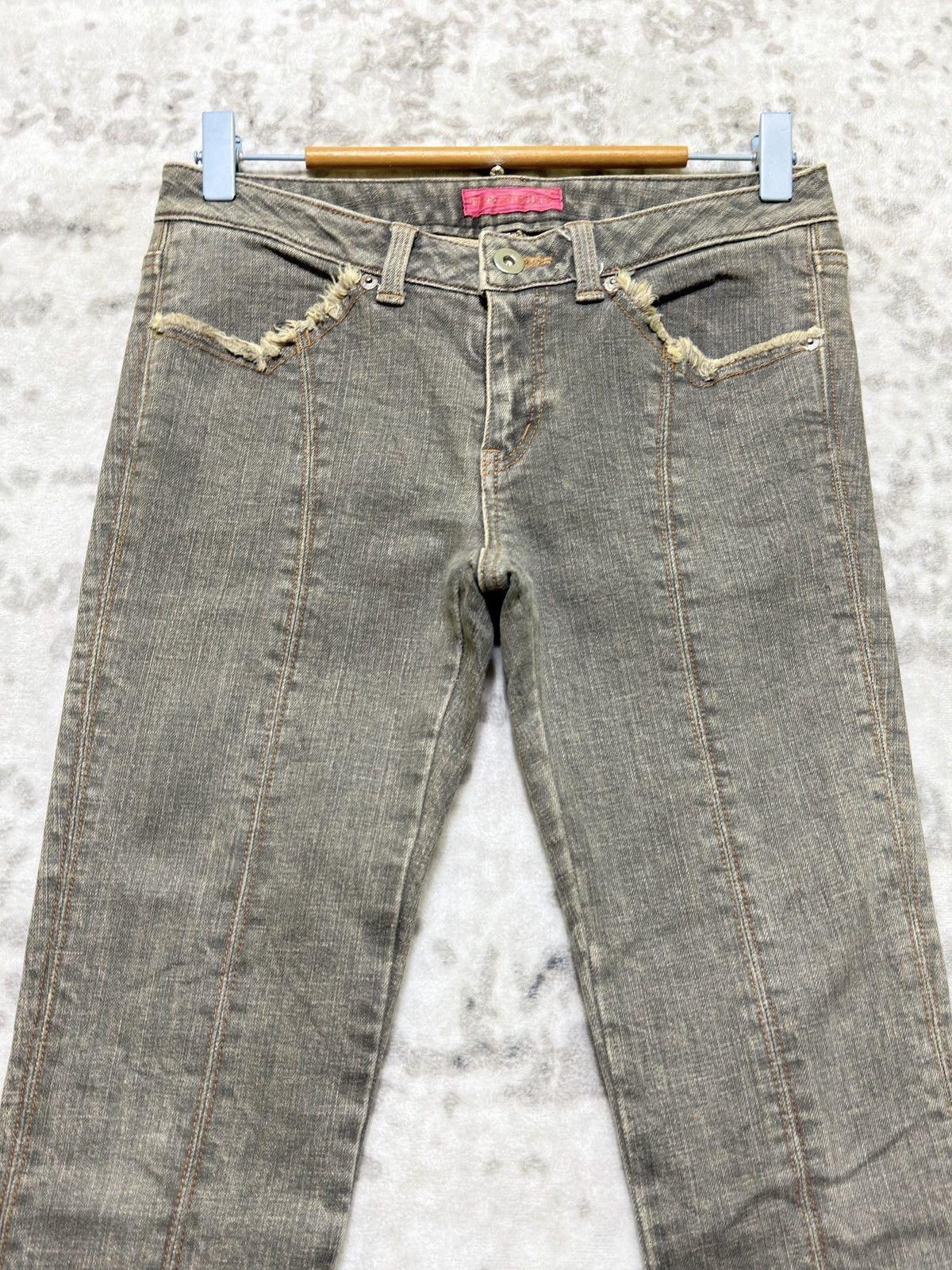 Vintage Pink Papillon Reconstructed Bootcut Bell Bottom Fringe Denim Size 27" / US 4 / IT 40 - 3 Thumbnail
