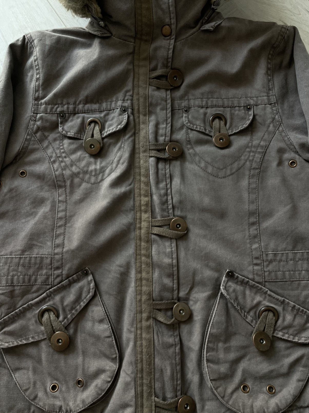 Japanese Brand Avant Garde 00’s Denim Fur Jacket Y2K Brown RARE Size L / US 10 / IT 46 - 4 Thumbnail