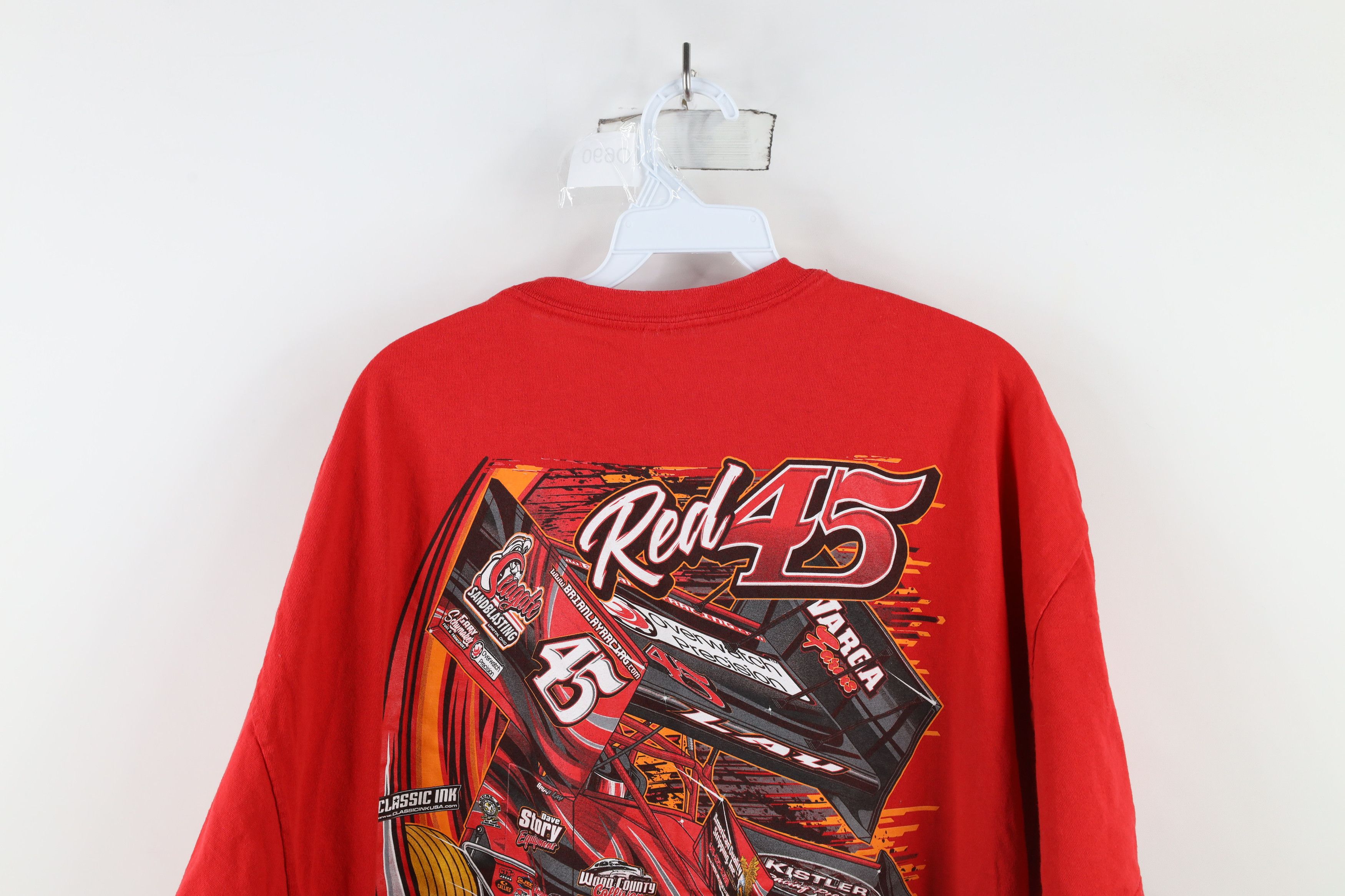 Vintage Vintage Y2K Streetwear Red 45 Car Racing Tribal T-Shirt Red Size US XXL / EU 58 / 5 - 8 Thumbnail