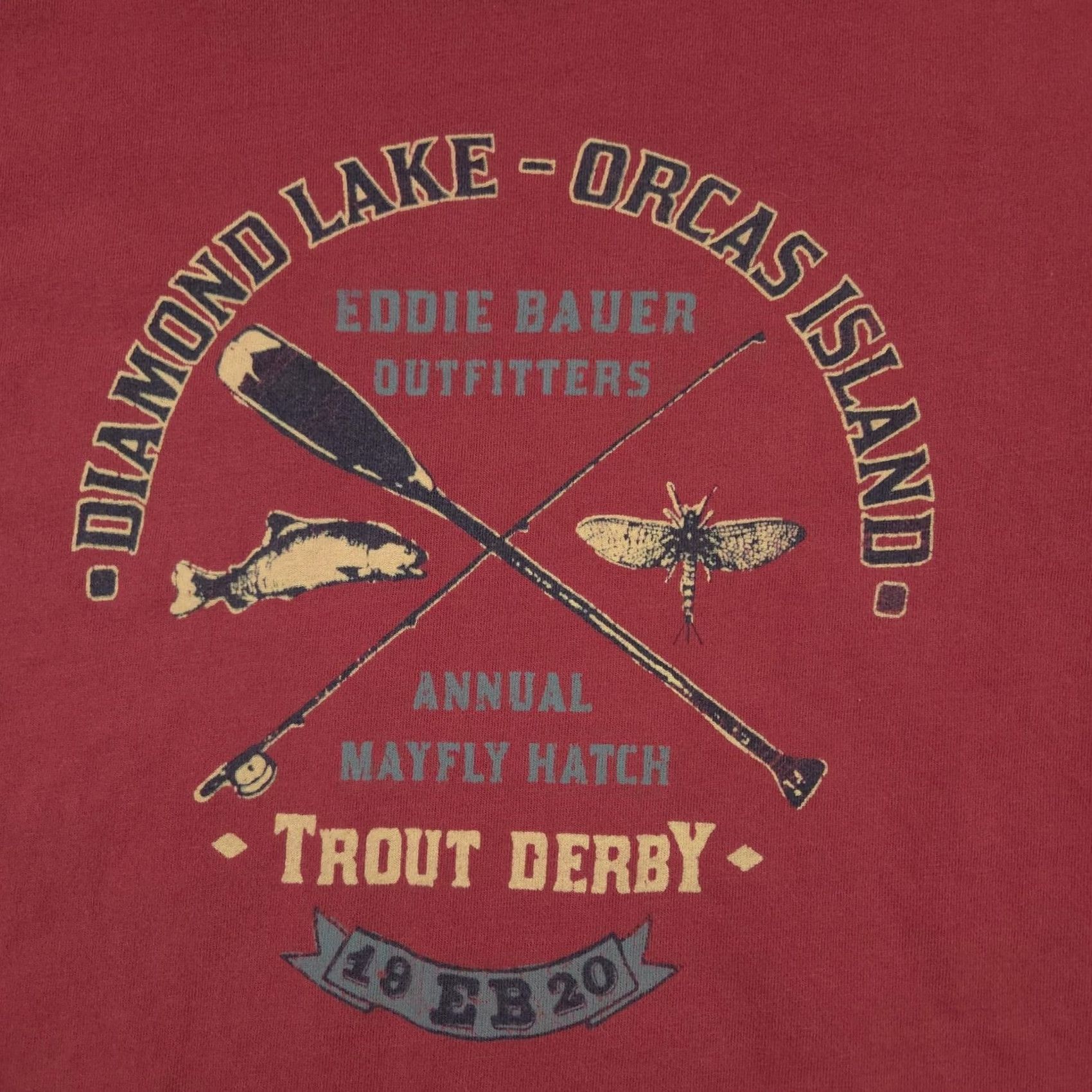 Eddie Bauer VINTAGE Eddie Bauer Shirt Mens XL Red Legend Wash Trout Derby Graphic Orcas Island Shirt Mens XL Red#> Size US XL / EU 56 / 4 - 4 Thumbnail